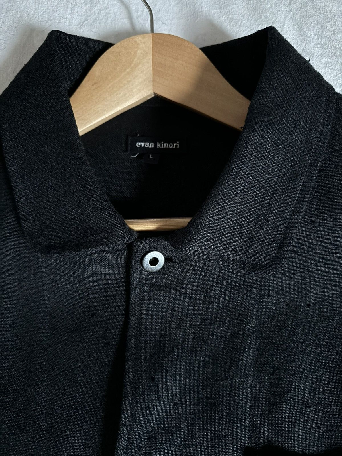 Evan Kinori Black three pocket butcher linen jacket Size US L / EU 52-54 / 3 - 5 Thumbnail