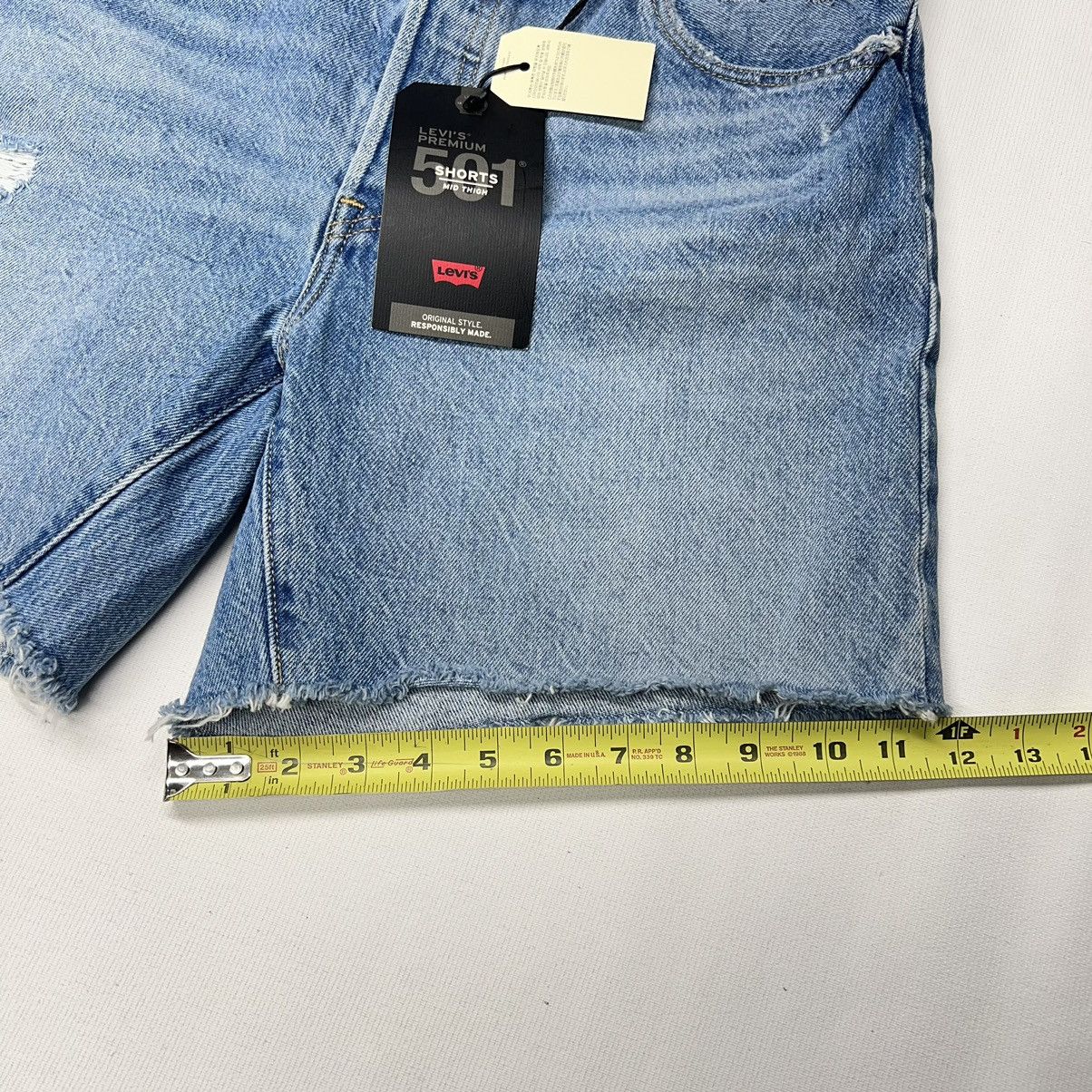 Levi's NEW Levis Premium Jean Shorts Blue 501 Mid Thigh Distressed Size 32" / US 10 / IT 46 - 22 Thumbnail