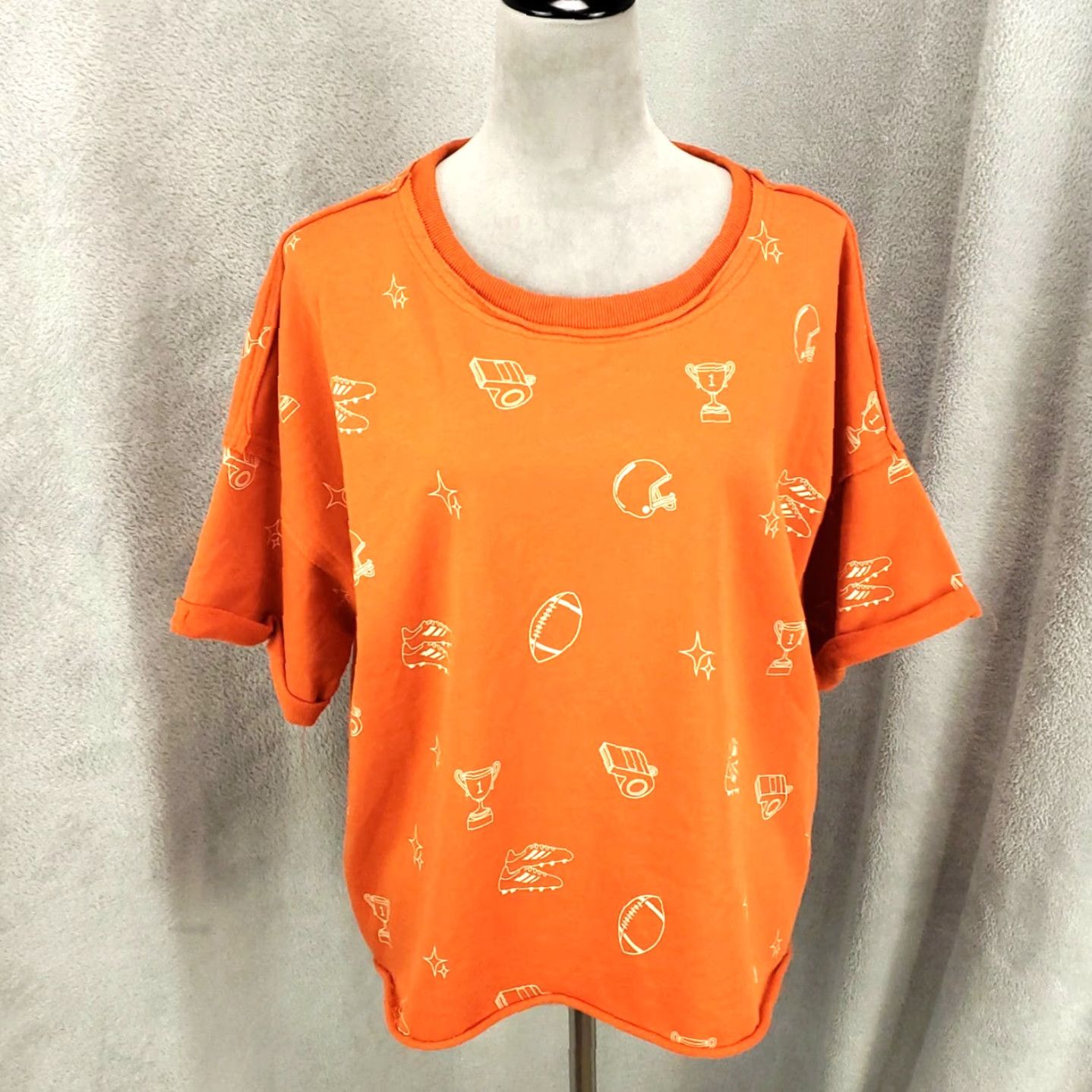 Whistles UMGEE Blouse Womens L Orange Football Graphic Sweater Helmets Trophy Whistle Size L / US 10 / IT 46 - 2 Thumbnail