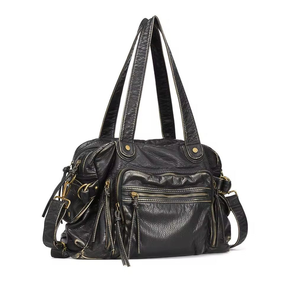Vintage Vintage PU Leather Multi-pockets Shoulder Bag Size ONE SIZE - 2 Thumbnail