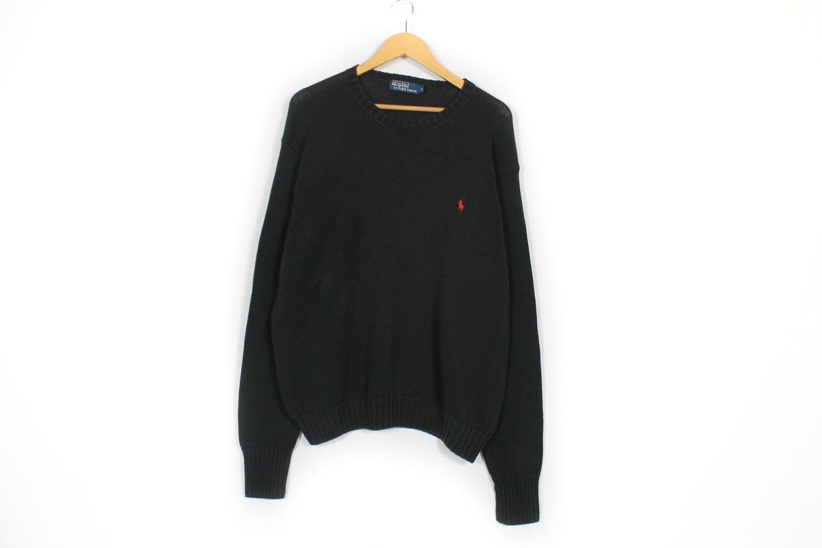 Vintage Polo Ralph Lauren Mens Black Sweater Knitted Size XL