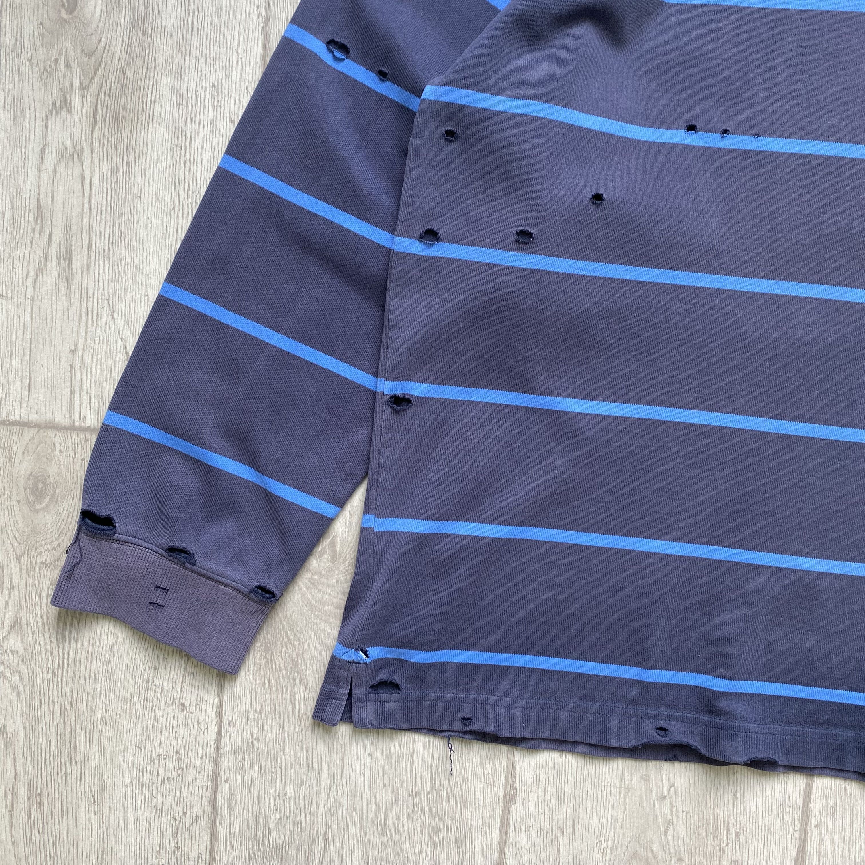 Polo Ralph Lauren ☠️ Vintage Thrashed Ralph Lauren style stripped rugby shirt Size US XL / EU 56 / 4 - 4 Thumbnail