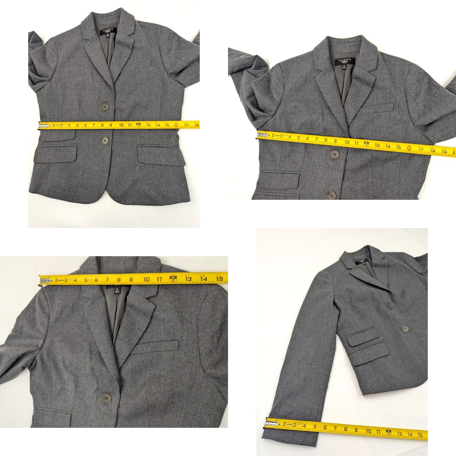 Talbots VINTAGE Talbots Petites Wool Lined 2-Button Blazer Women 6P Gray Heathered Institutional? Size M / US 6-8 / IT 42-44 - 8 Thumbnail