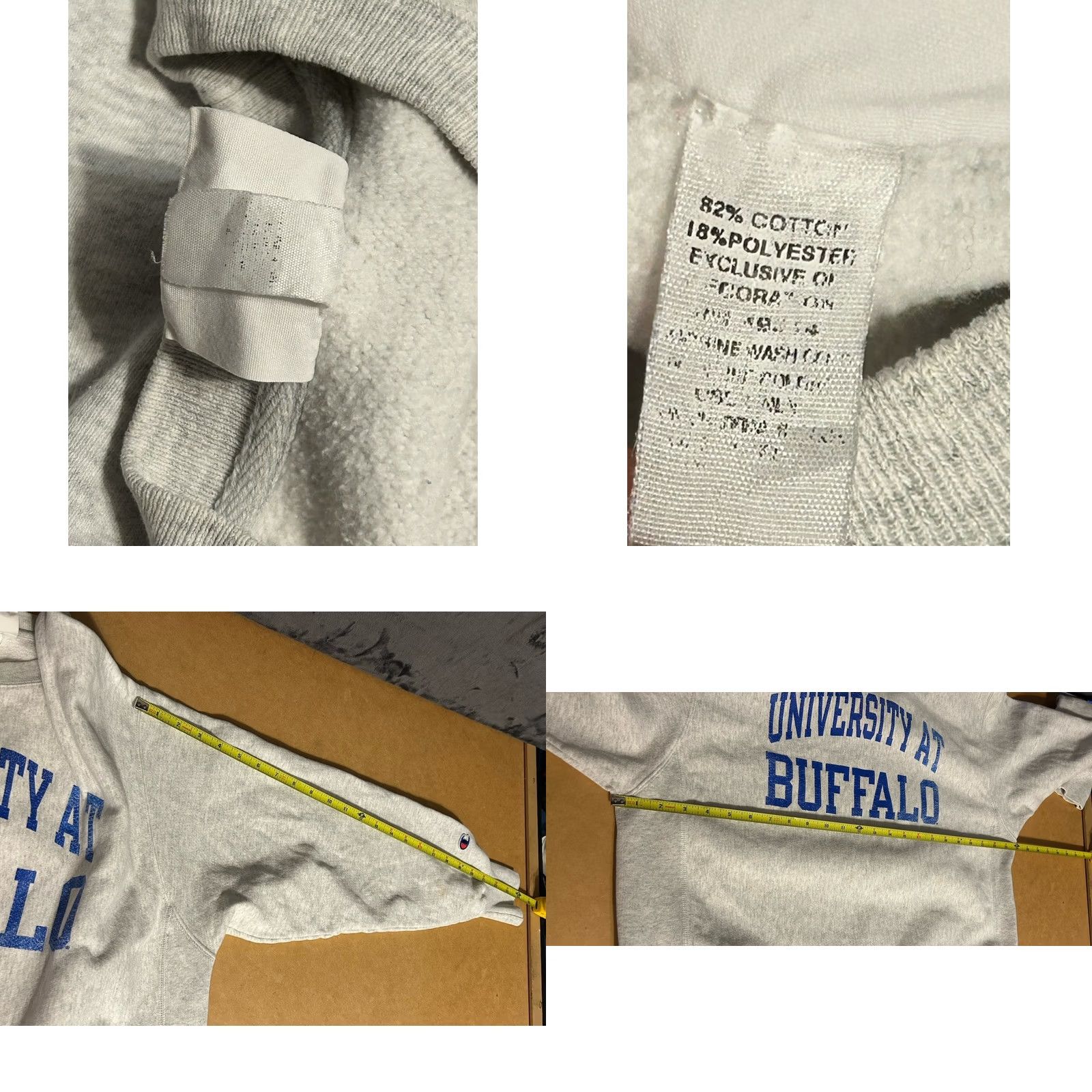 Champion VTG Champion University At Buffalo Reverse Weave Sweatshirt Men L Light Gray Pullover Crew Neck Long Sleeve Logo Corded Knit All Seasons Regular Mens) Size US L / EU 52-54 / 3 - 9 Thumbnail
