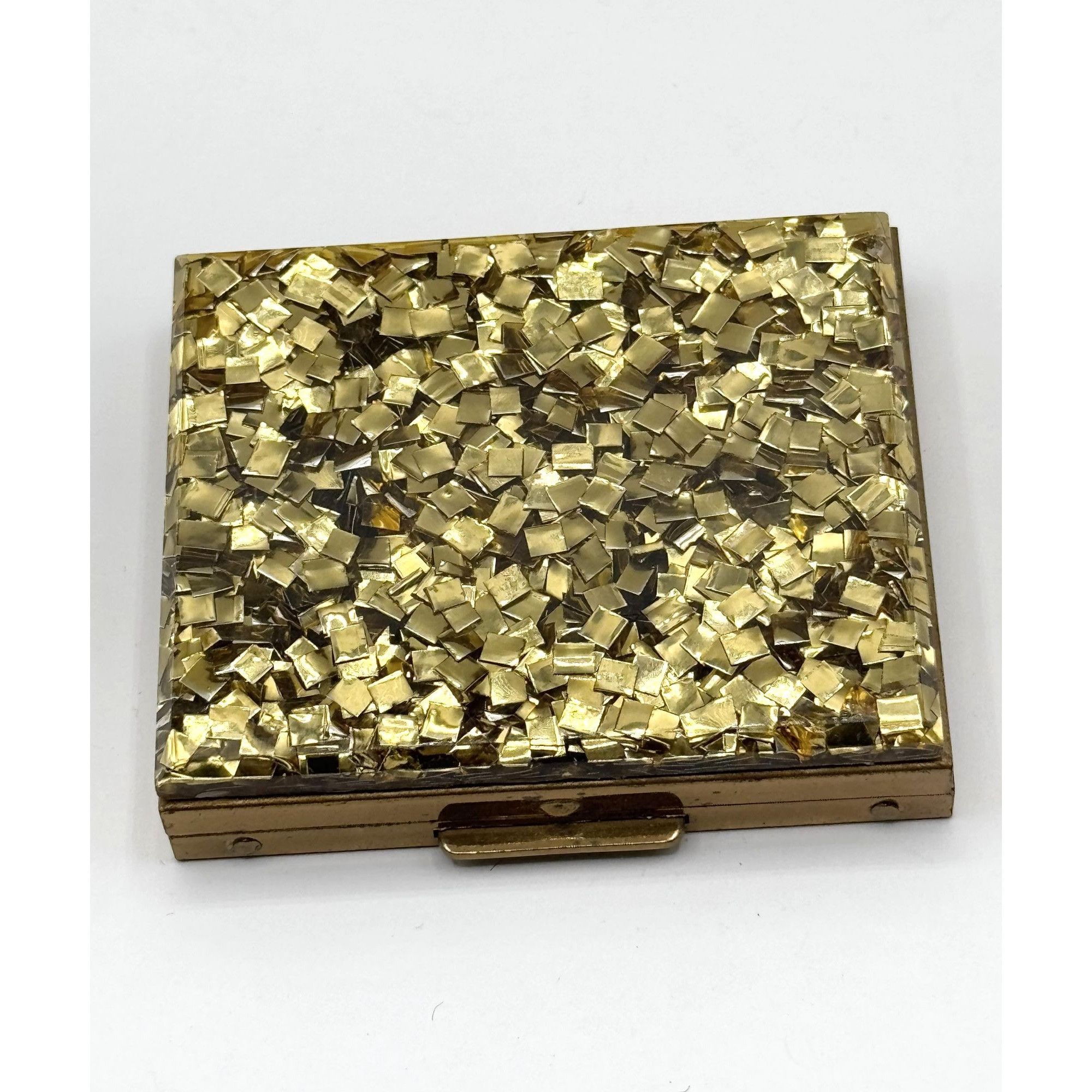 Vintage Vintage Lucite gold confetti glitter mirror compact Size ONE SIZE - 5 Thumbnail