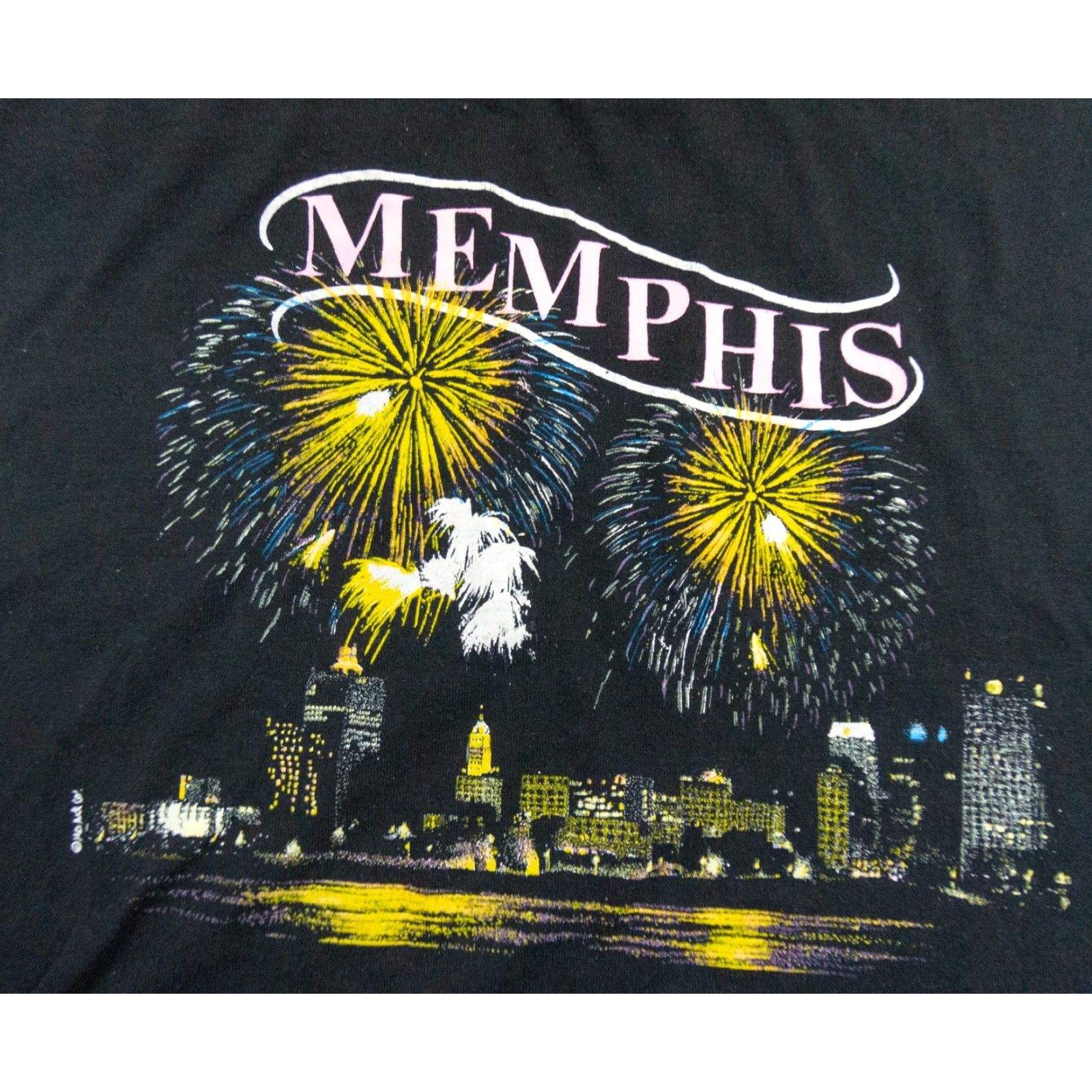 Jerzees VINTAGE Memphis Tennessee Shirt Mens Large Black 90s Fireworks Graphic Tee Adult Size US L / EU 52-54 / 3 - 2 Thumbnail