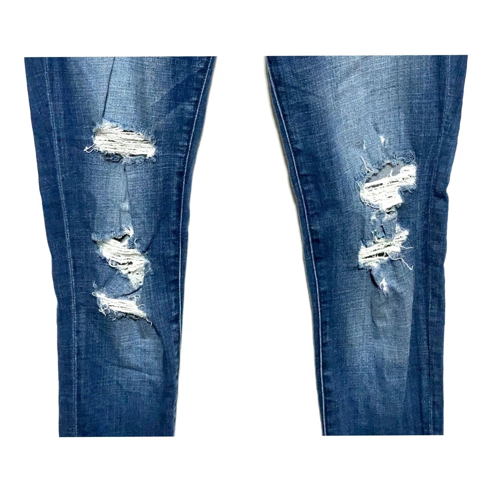 Abercrombie & Fitch Abercrombie & Fitch Signature Collection Super Skinny Jeans Womens 29 Distressed Grunge Punk Rock Denim Slim Stretch 5-Pocket Casual YeK Size 29" - 4 Thumbnail