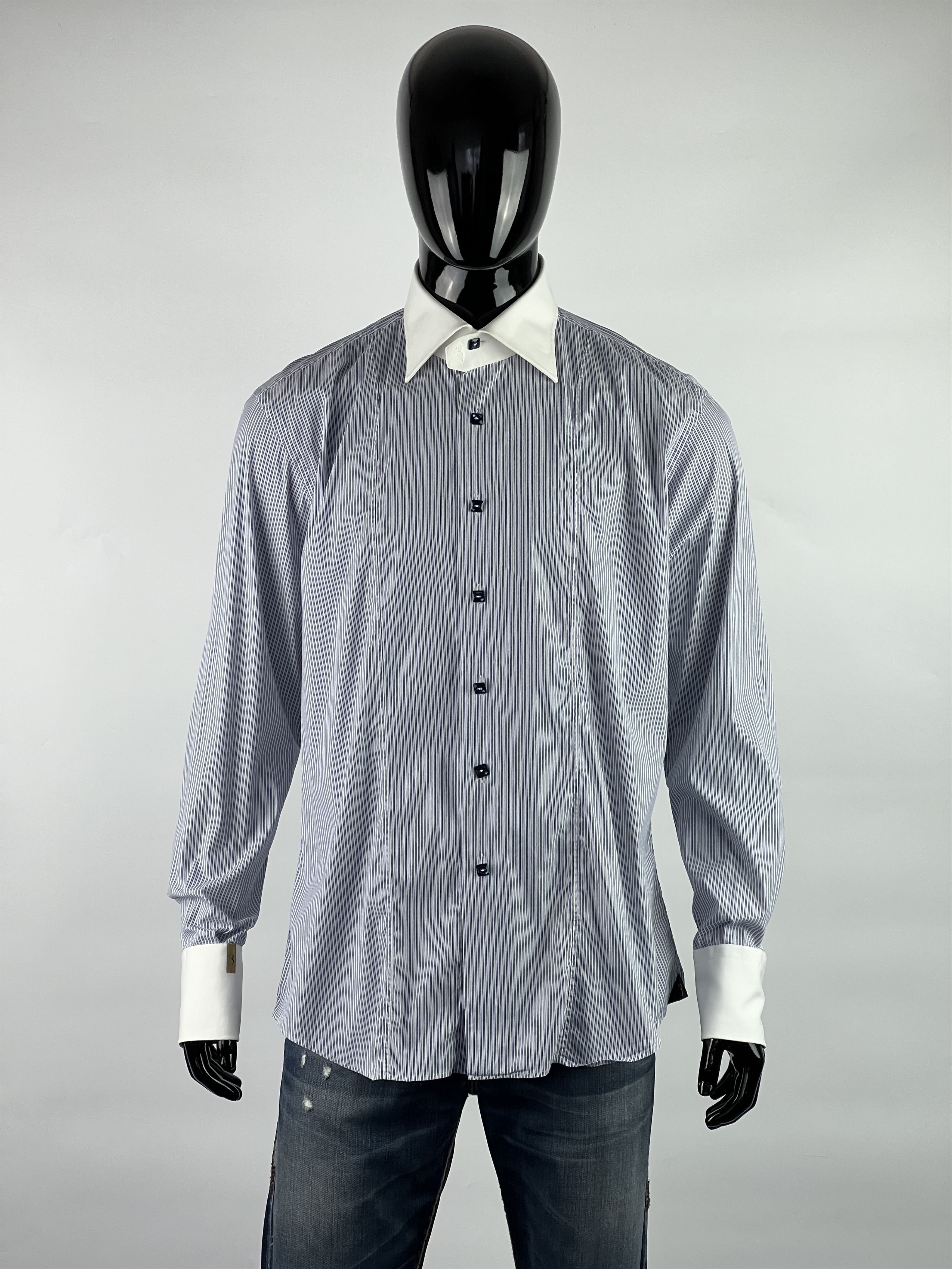 Billionaire Couture Striped Cristal Button Up Shirt 18/45