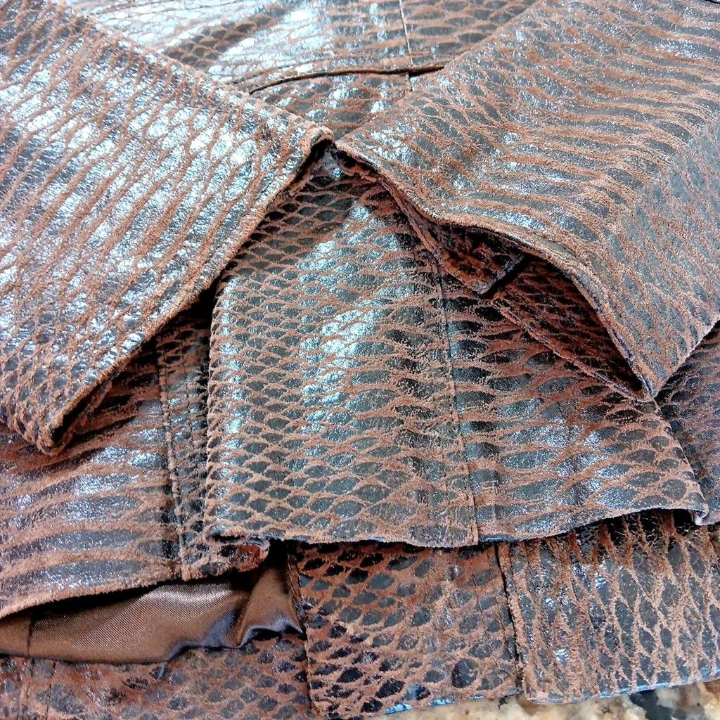 Other Guillaume Womens Leather Jacket In Rare Snake Print Design Size M / US 6-8 / IT 42-44 - 9 Thumbnail