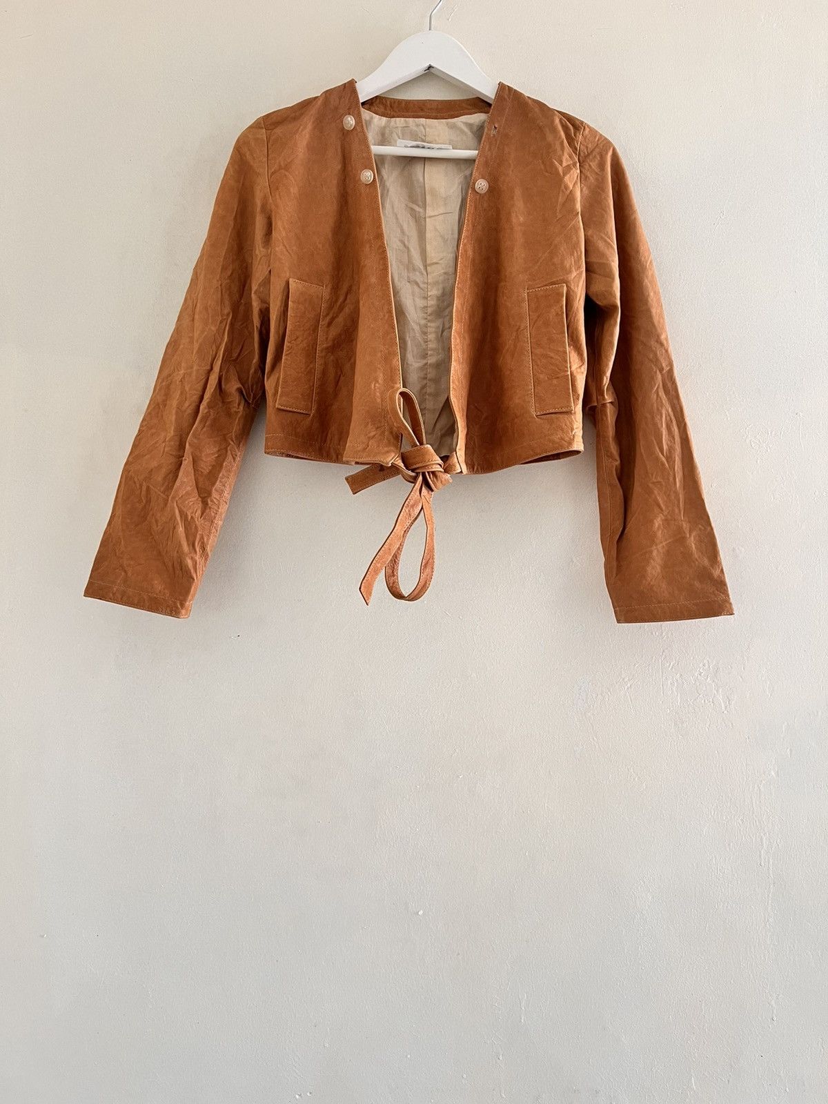 MM6 Maison Margiela Cropped Leather Jacket Size XS / US 0-2 / IT 36-38 - 4 Thumbnail