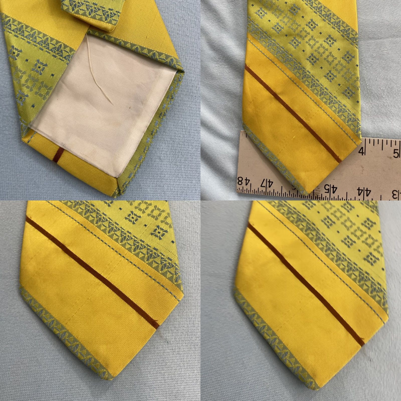 Vintage VTG Trevira Cornel Swing Tie Southwest Rockabilly Stripe Yellow Green 4x57 Capsule Necktie Mens Size ONE SIZE - 8 Thumbnail