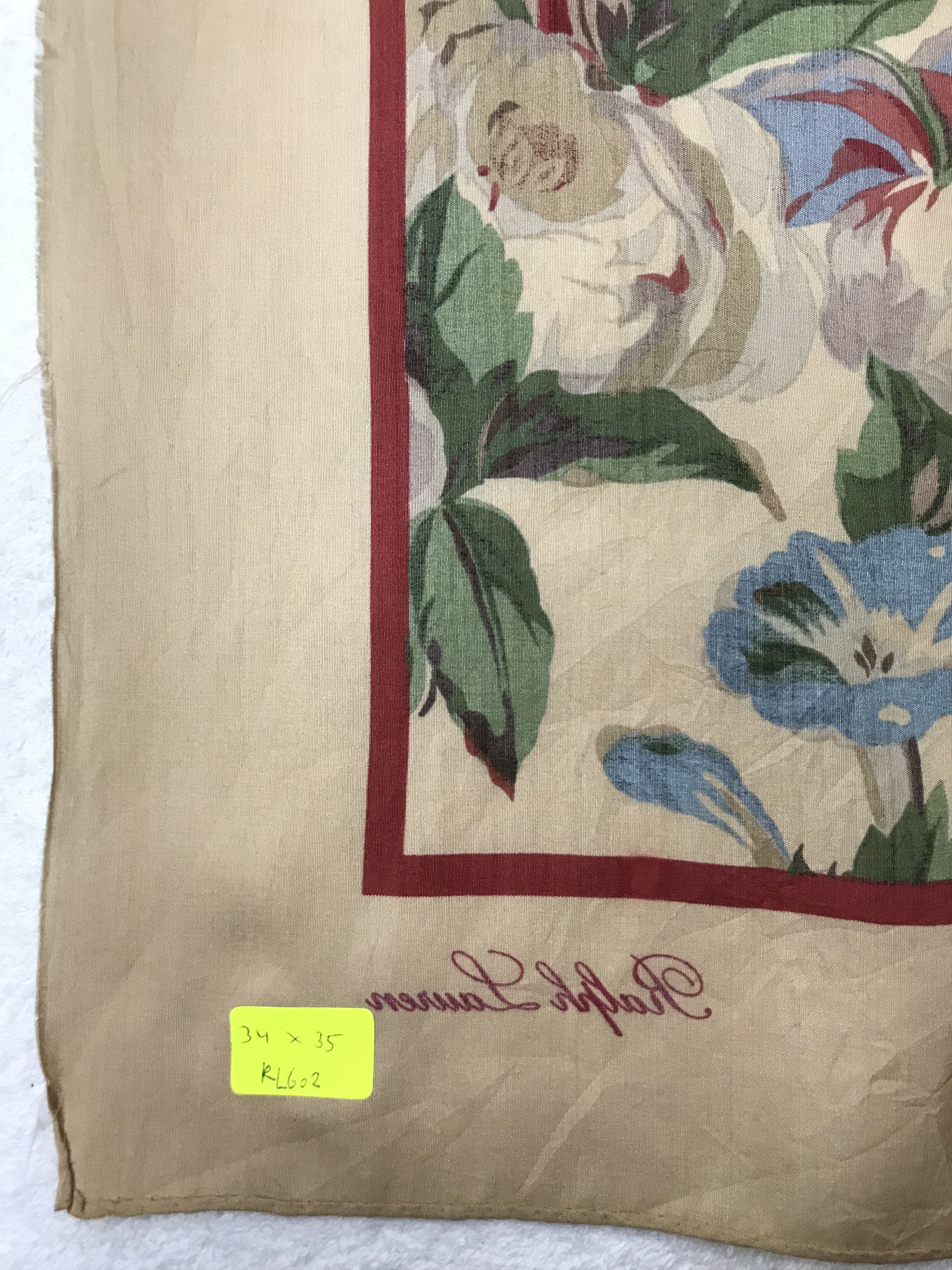 Ralph Lauren RL602 Vintage Ralph Lauren Silk Scarf Shawl Designer Scarf Size ONE SIZE - 4 Thumbnail
