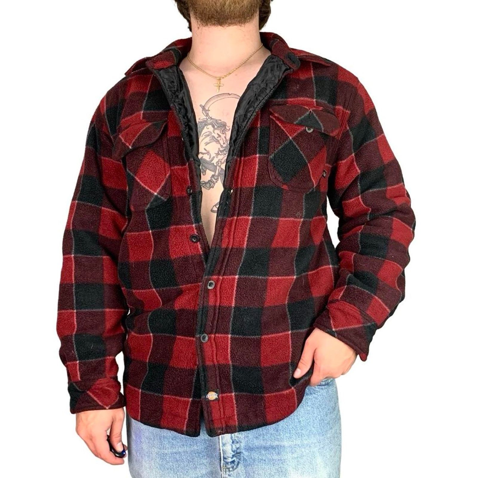 Dickies × Vintage Vintage Dickies Plaid Quilted Fleece Button Up Flannel Size US M / EU 48-50 / 2 - 2 Thumbnail