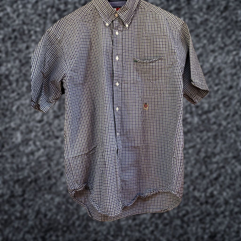 Tommy Hilfiger Tommy Hilfiger Mens Button-Down Shirt Gingham Short Sleeve Black Medium Race? Size US M / EU 48-50 / 2 - 1 Thumbnail