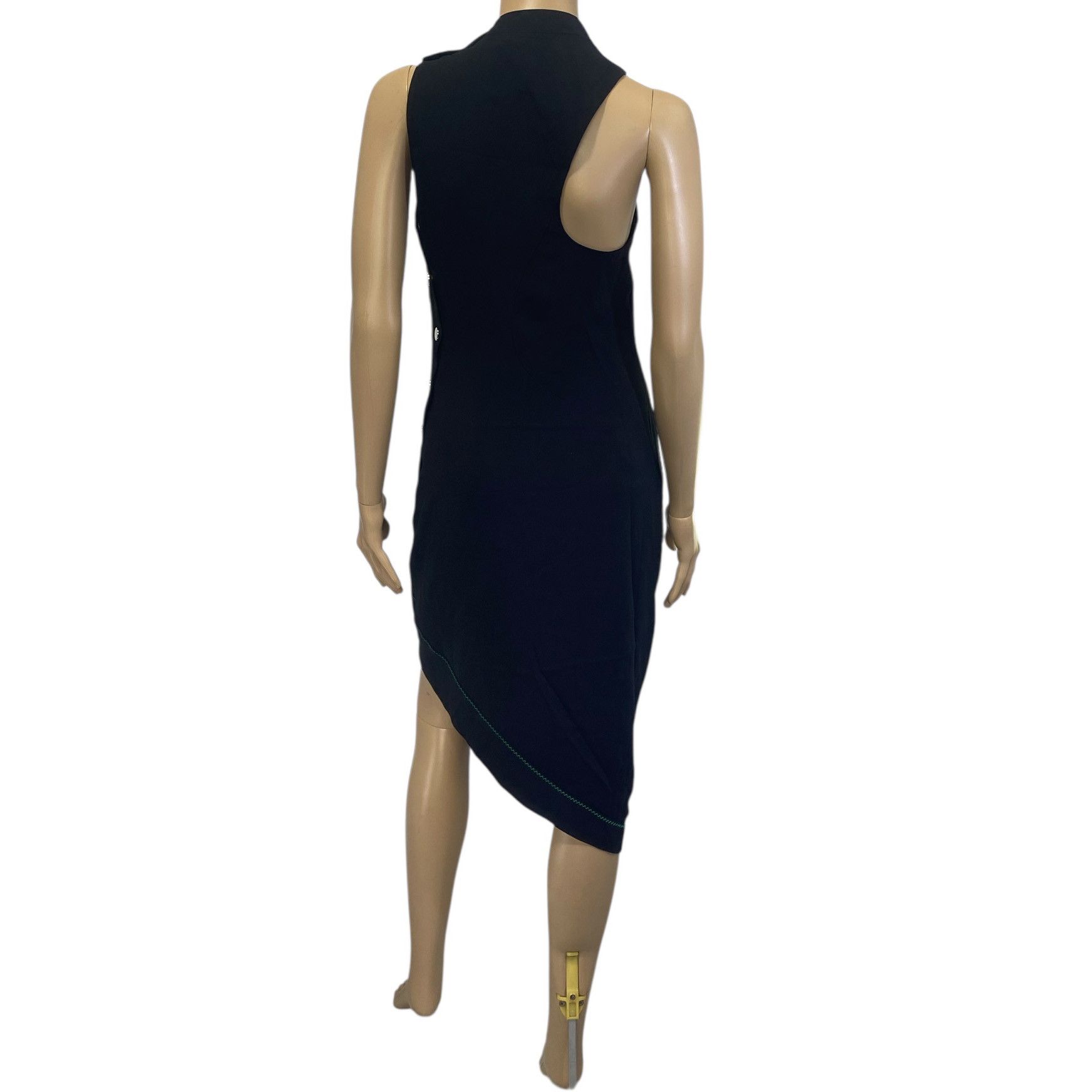 Versace Black Stitch Contrast Asymmetric Midi Dress Size M / US 6-8 / IT 42-44 - 5 Thumbnail
