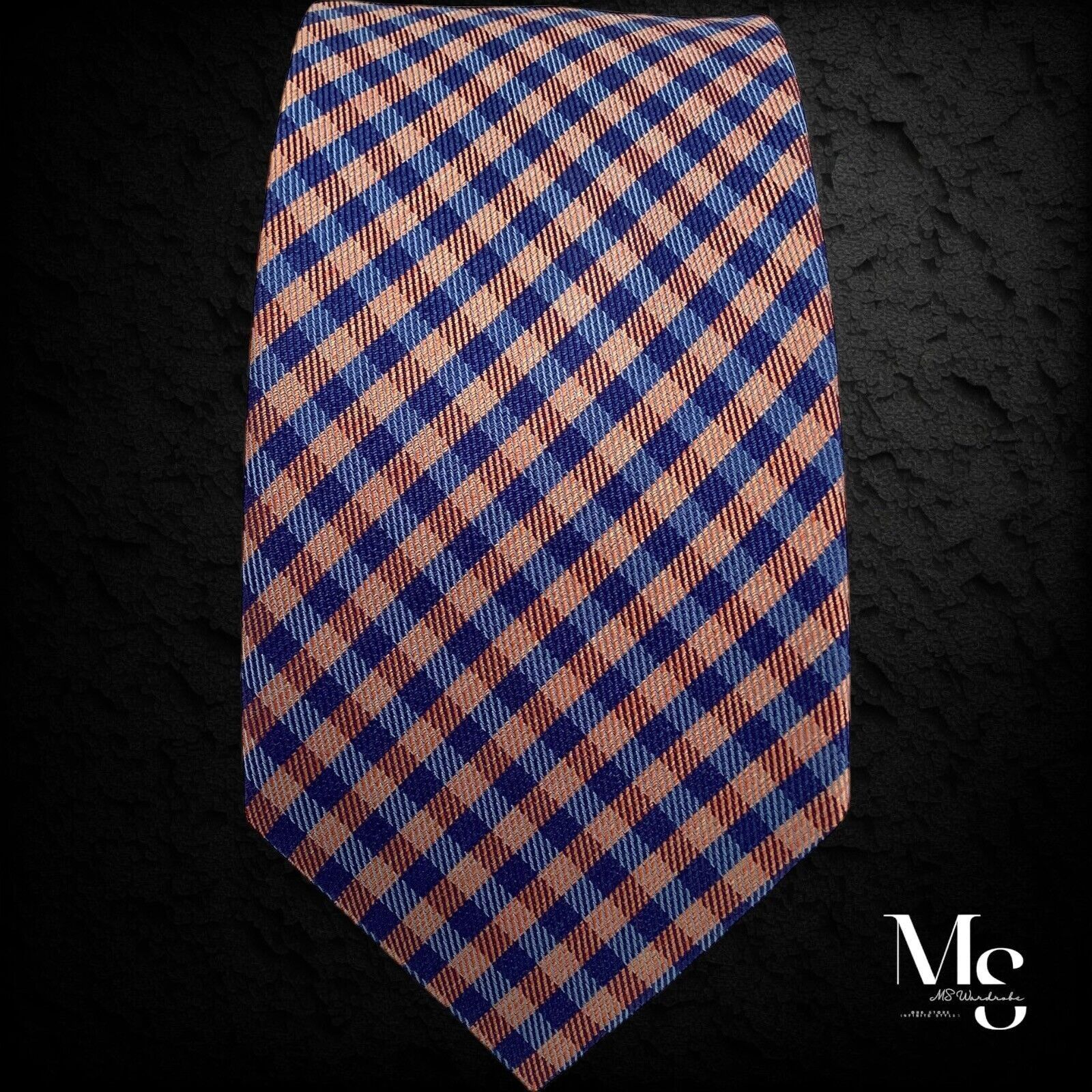 Ted Baker TED BAKER Orange Blue PLaids & Cheks Italian Silk Tie Made I Size ONE SIZE - 5 Thumbnail