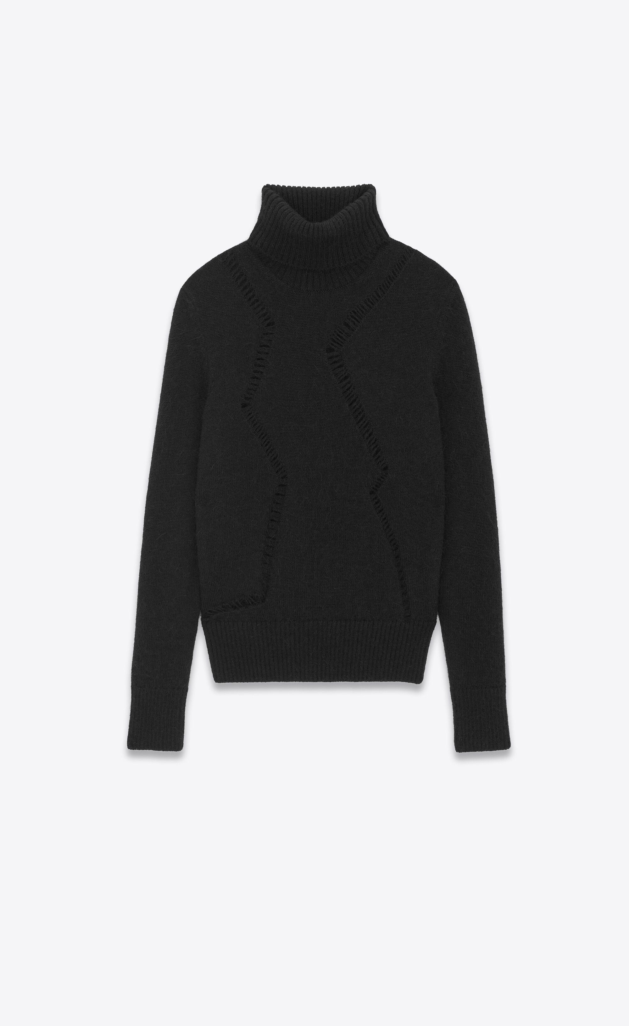 image of Saint Laurent Paris Oc11Z10524 Turtleneck Sweater In Wool In Black, Women's (Size Large)