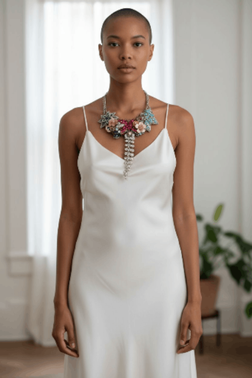 Handmade Bits n pieces multi color rhinestone bib Statement necklace Size ONE SIZE - 4 Thumbnail