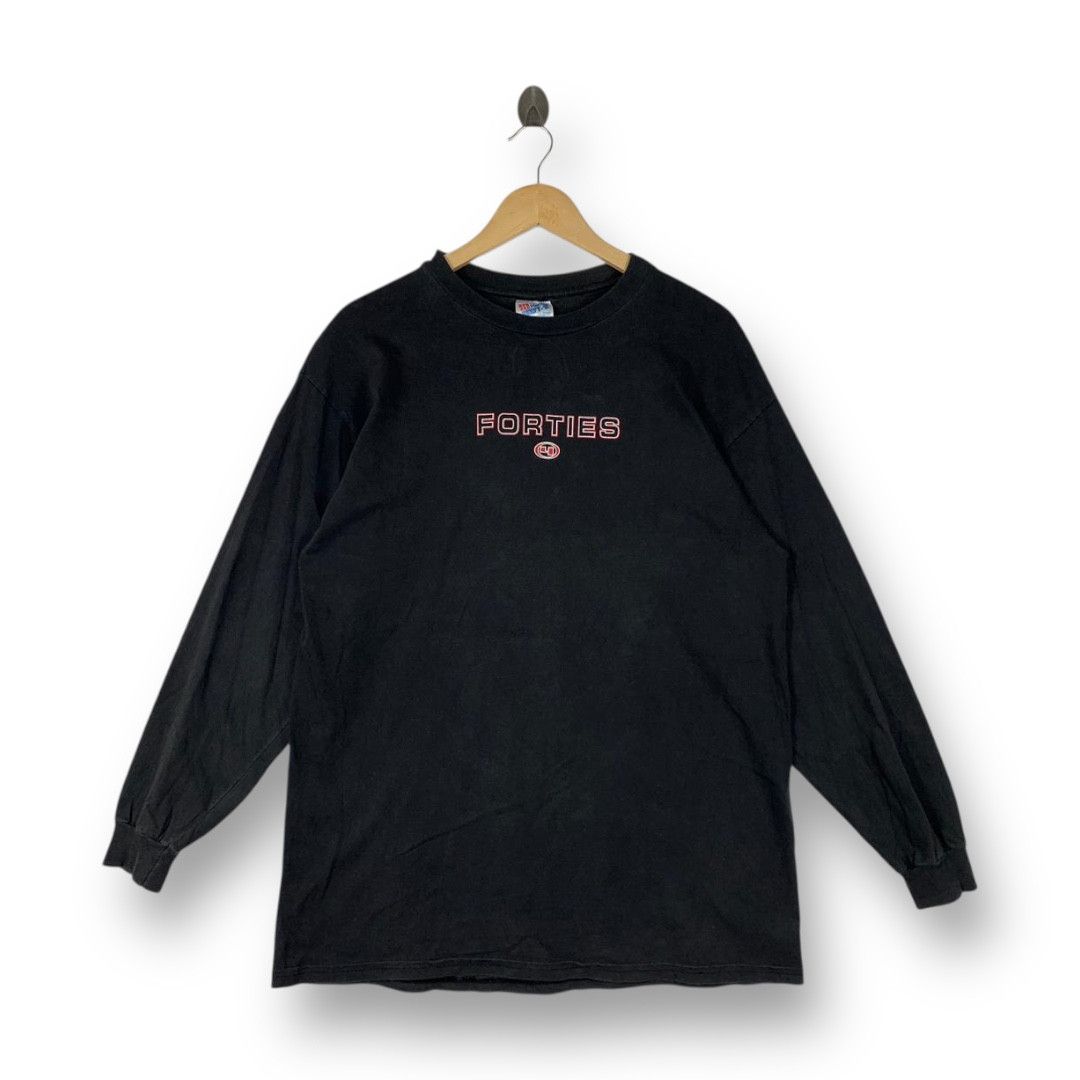 Hanes Vintage FORTIES skateboard centre Spellout long sleeve tee Size US L / EU 52-54 / 3 - 1 Thumbnail