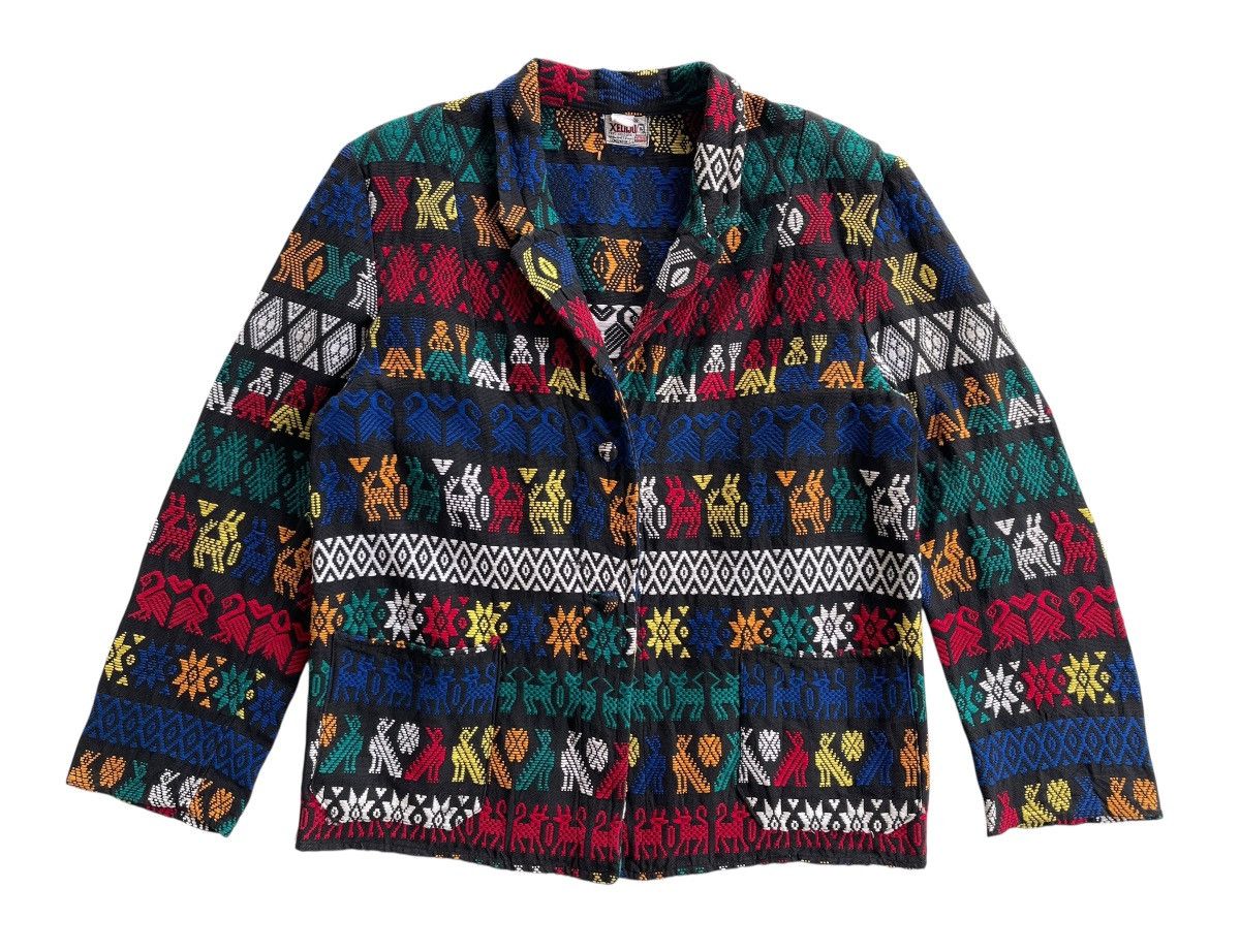 Vintage 1970s Embroidery Geometric Woven Jacket Size L / US 10 / IT 46 - 4 Thumbnail