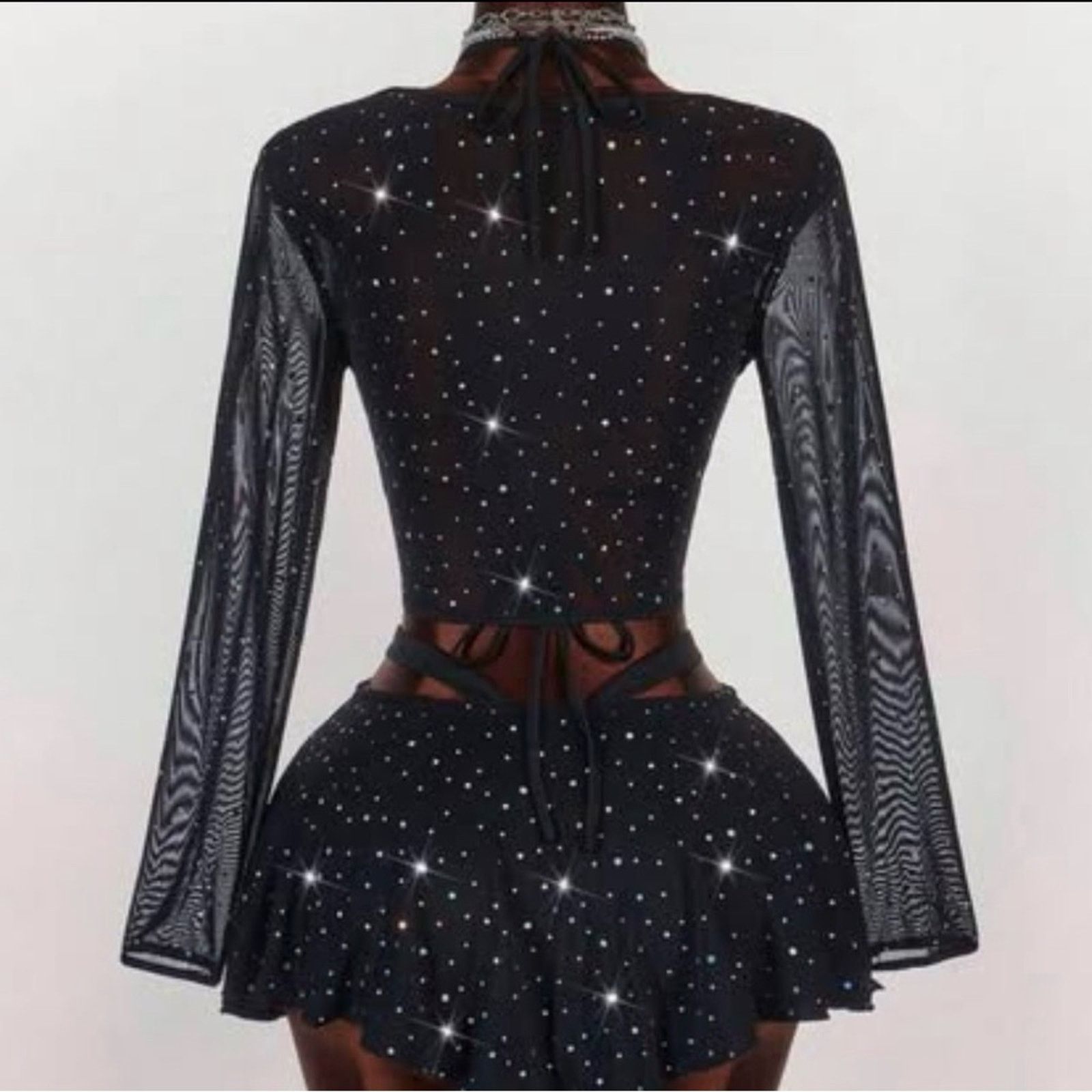 Other Black Rhinestone 3-Piece Set Crop Top Shrug & Mini Skirt Y2K Size S / US 4 / IT 40 - 4 Thumbnail