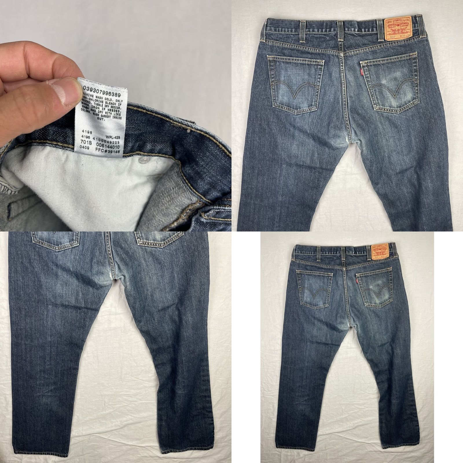 Levi's Levi's 514 Jeans Mens 38x32 Blue Denim Slim Straight Distressed Red Tab USA Logo 5-Pocket Jeans Mens Regular Jeans Size US 38 / EU 54 - 8 Thumbnail