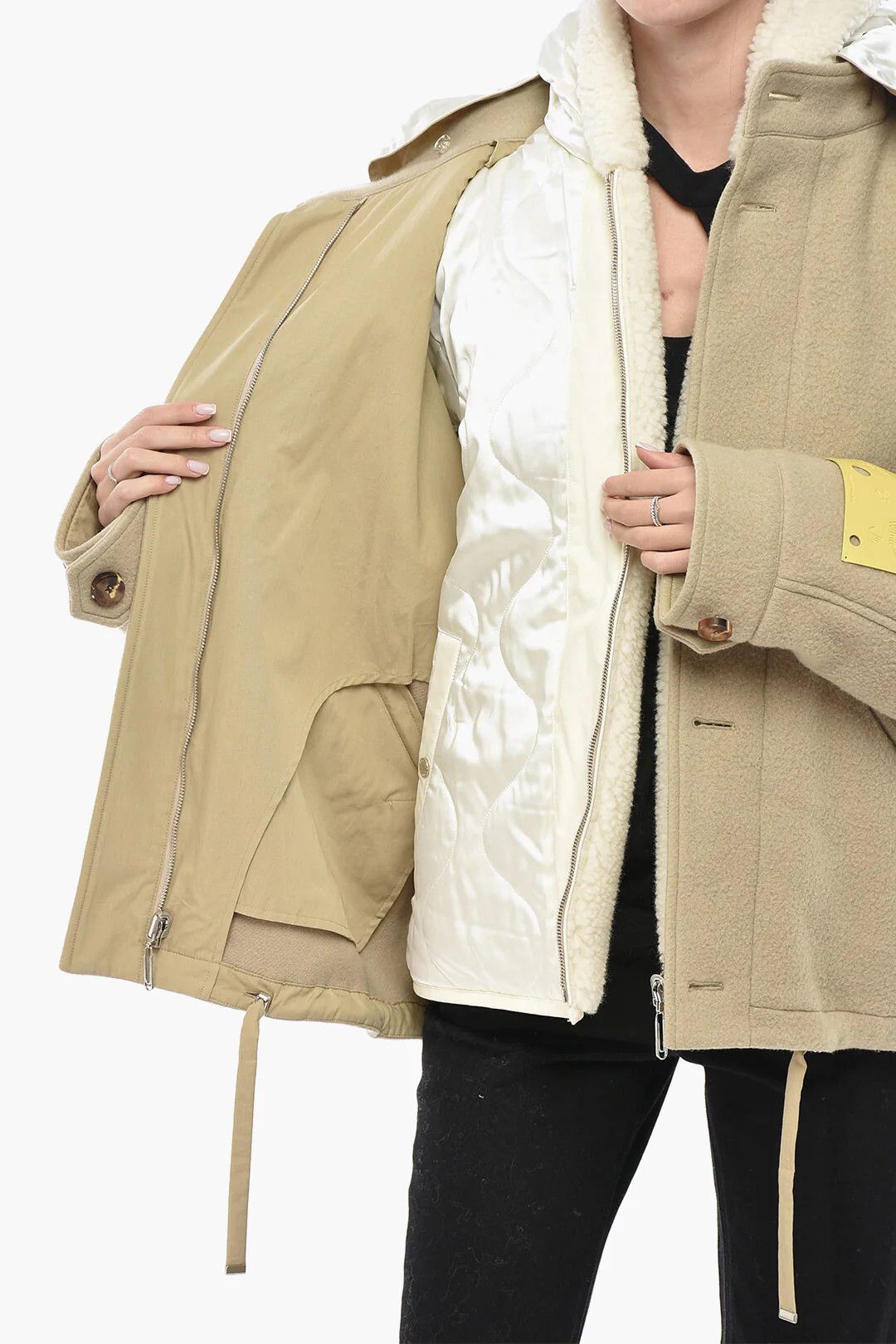 Off-White og1mm0426 Wool-Blend Short Parka in Beige Size M / US 6-8 / IT 42-44 - 7 Thumbnail