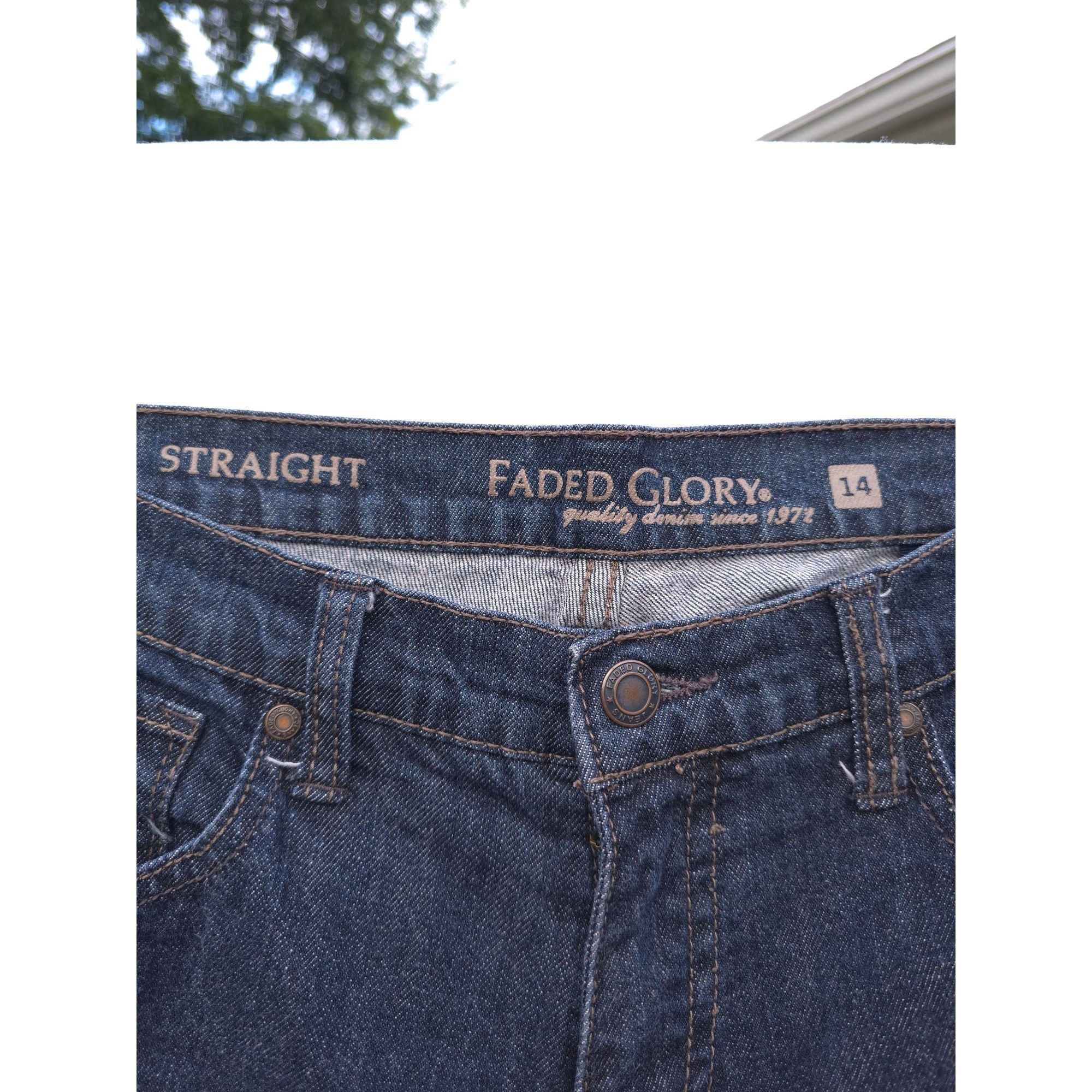 Faded Glory Faded Glory Womens Straight Leg Jeans Size 14 Petite Dark Wa Size 32" / US 10 / IT 46 - 2 Thumbnail