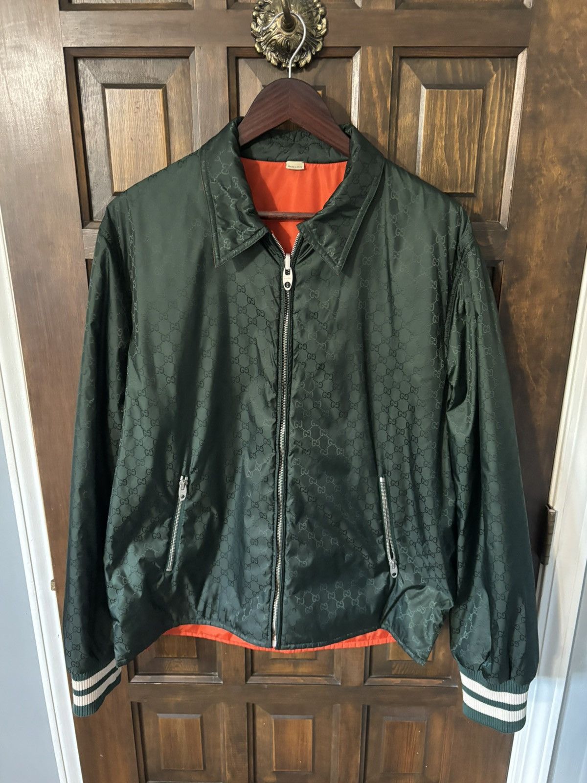 Gucci Nylon Reversible Jacket - Green/Orange MEDIUM 48