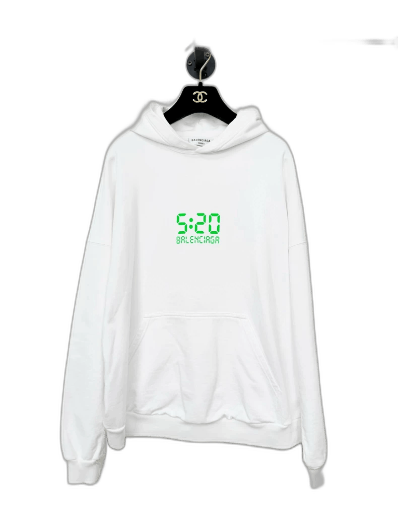 Balenciaga Balenciaga Hoodie White with Green Logo-2505 Size L / US 10 / IT 46 - 1 Thumbnail