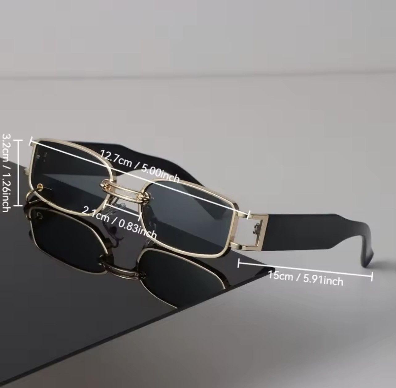 Other Luxury Small Frame Square Sunglasses Women Black Gold Size ONE SIZE - 5 Thumbnail