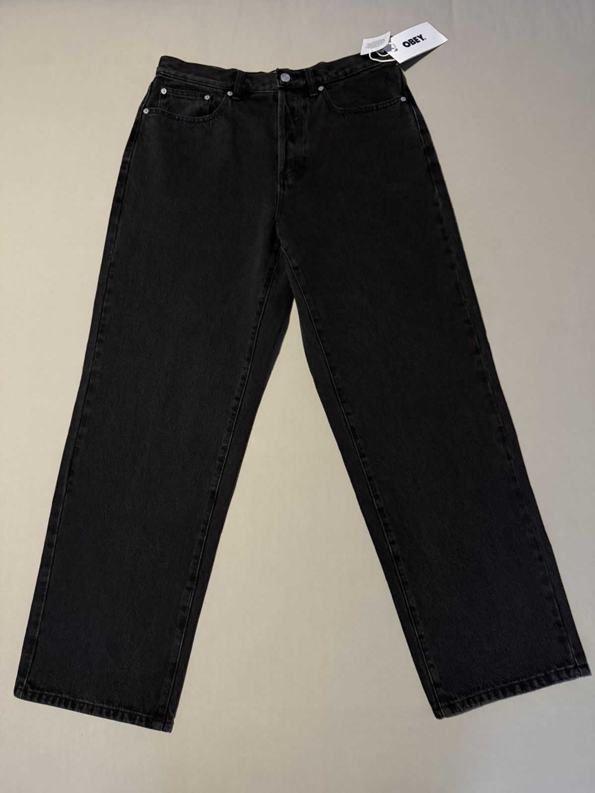 Obey OBEY Men’s Classic Baggy Denim Jeans Faded Black Brand New Size US 32 / EU 48 - 1 Thumbnail