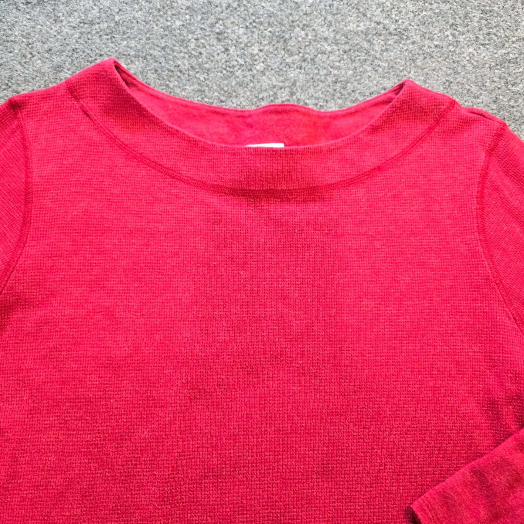 J. Jill J Jill Top Women L Red Thermal Textured Pockets Long Sleeve Capsule Knit Shirt Size L / US 10 / IT 46 - 2 Thumbnail