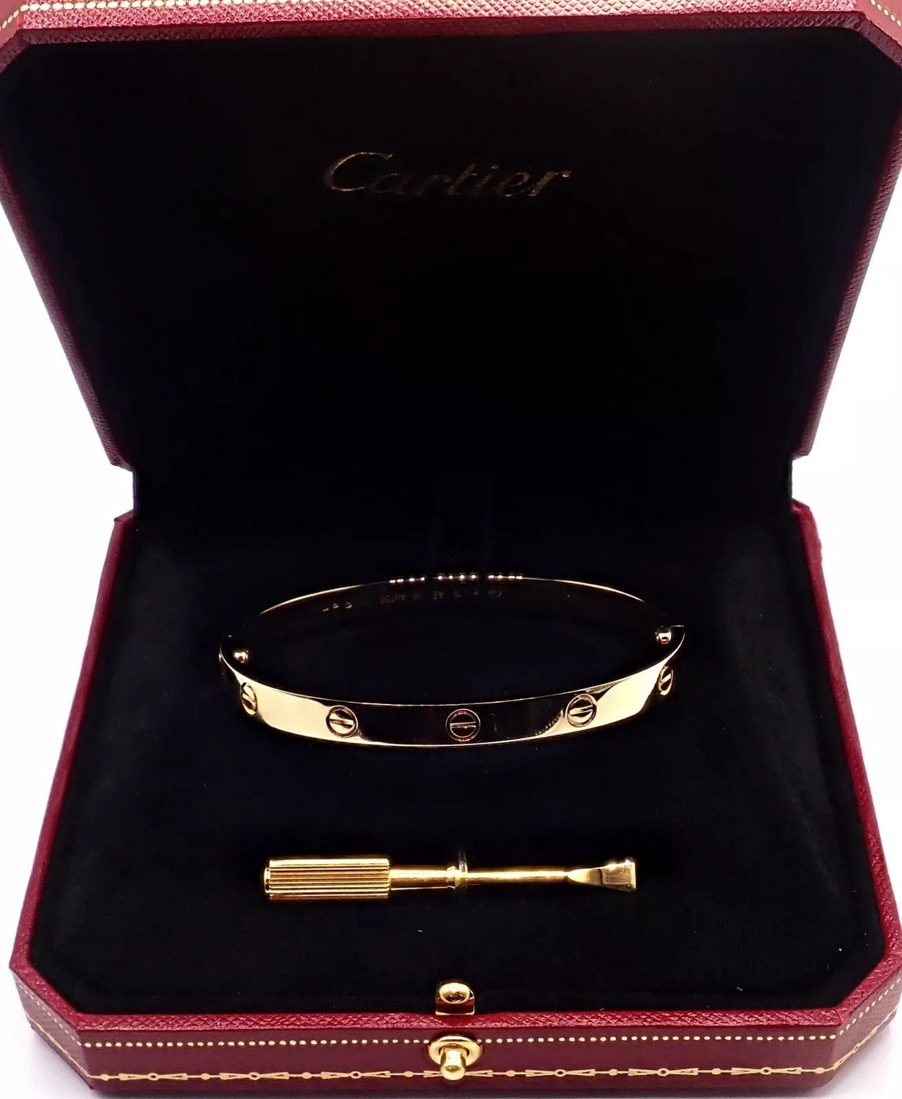Cartier Cartier 18k Yellow Gold Love Bangle Bracelet Size 19 Paper Size ONE SIZE - 5 Thumbnail