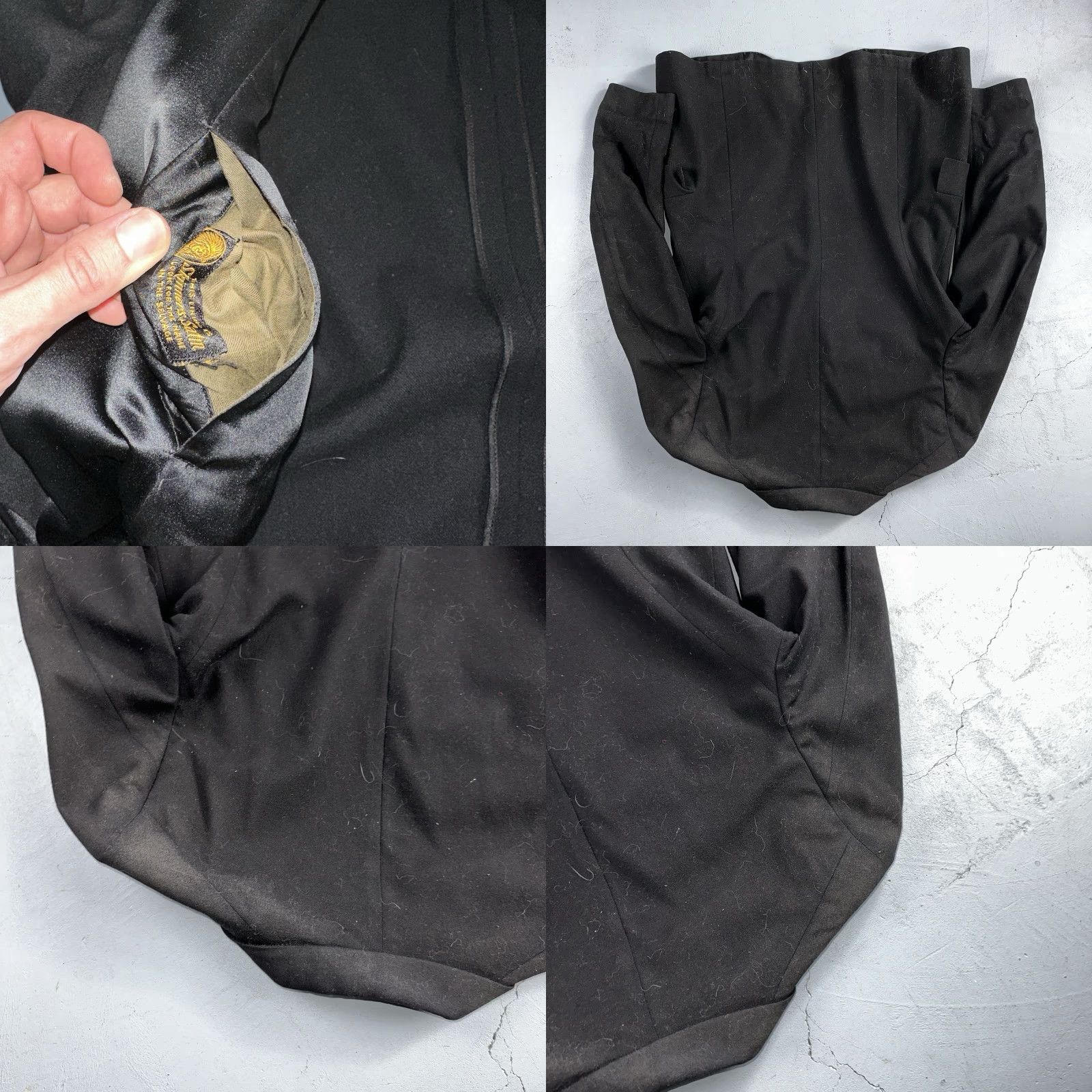 Vintage VTG 1930s Mens 1 PC Suit Tuxedo Coat Jacket Black 20s Antique Satin Wool 38 Regular Mens Black VTG 1920s Tuxedo Coat Jacket 100% Wool Satin Size 38R - 9 Thumbnail