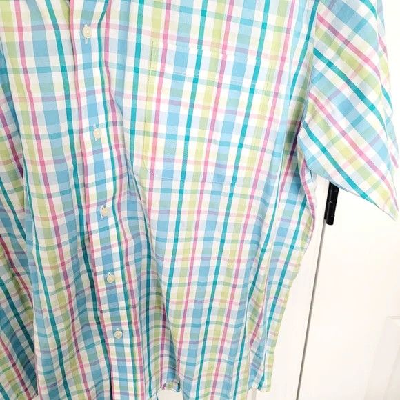 Grant Thomas Plaid Short Sleeve Button-Up Shirt Pastel Preppy Spring Size US XXL / EU 58 / 5 - 4 Thumbnail
