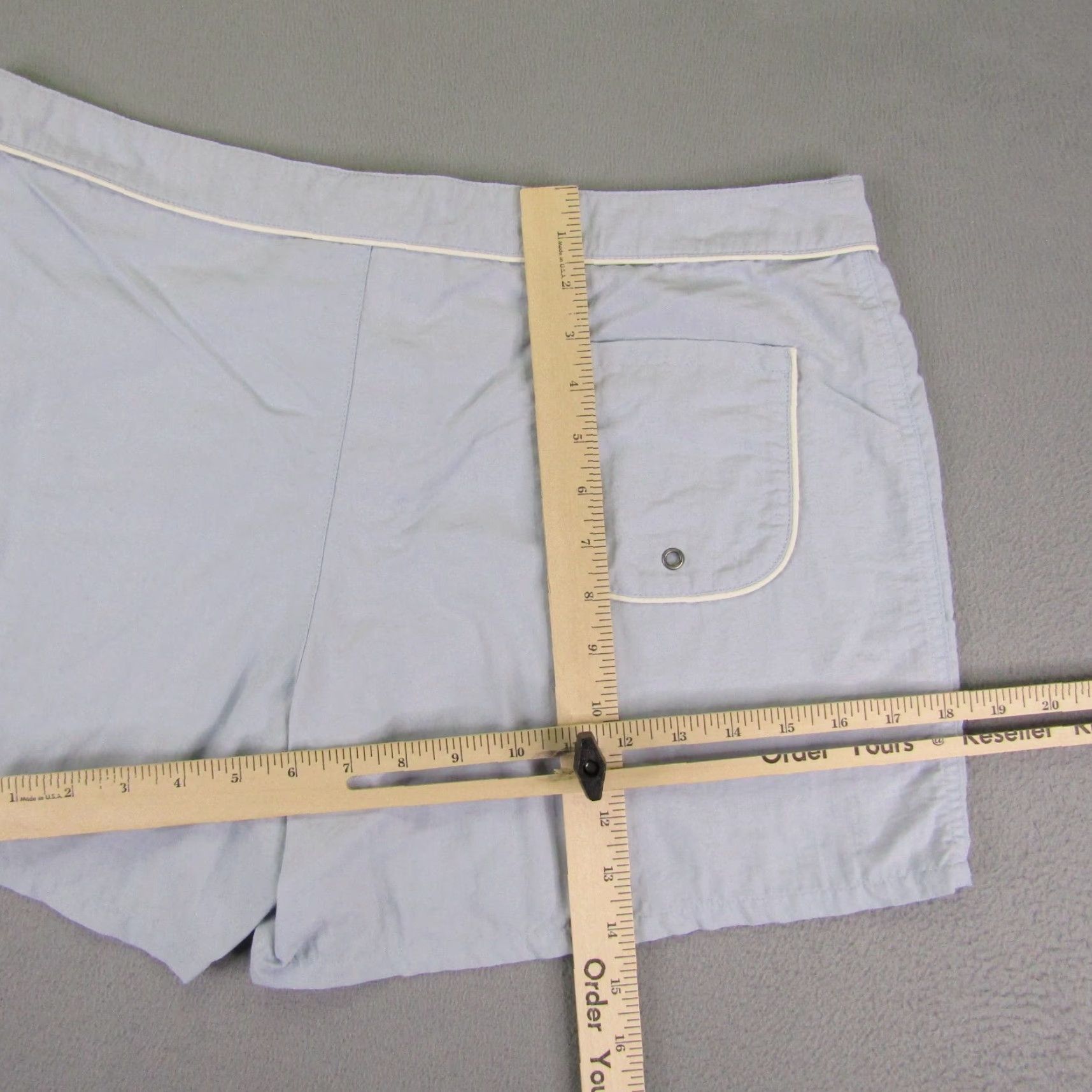 Patagonia VINTAGE Patagonia Board Shorts Womens 14 Blue Button Surf Swim Trunks Board Shorts Size 35" - 6 Thumbnail