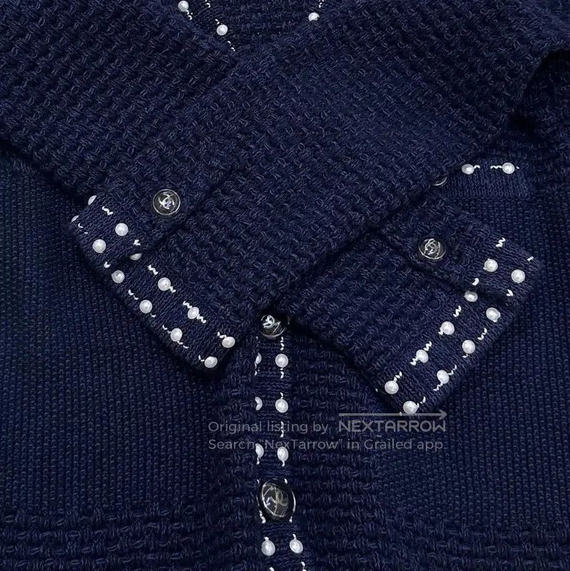 Chanel Chanel Navy Long Sleeve Cotton Sweater . Size XS / US 0-2 / IT 36-38 - 6 Thumbnail
