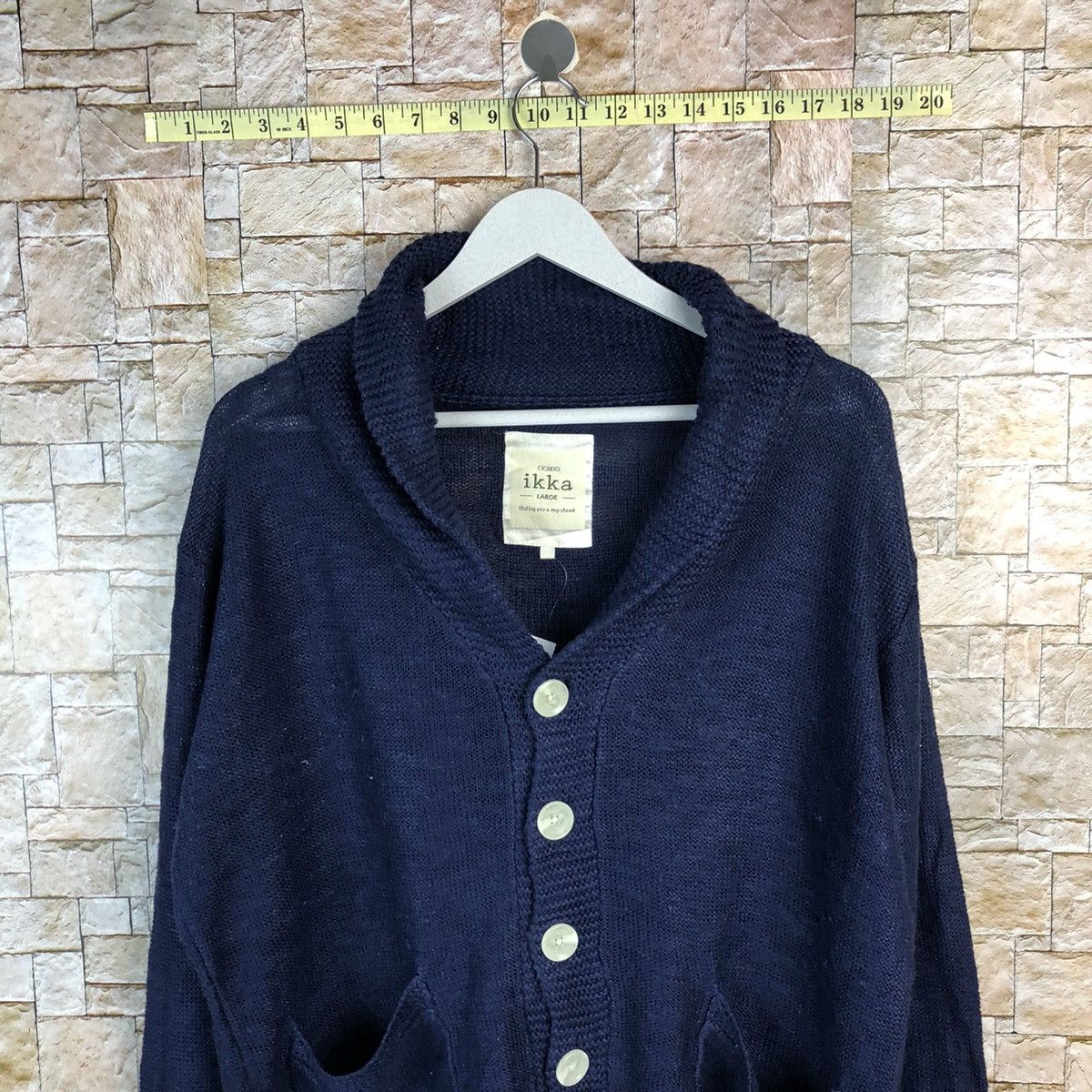Japanese Brand Ikka Dark Blue Cardigan Knitwear #A1214 Size US L / EU 52-54 / 3 - 2 Thumbnail