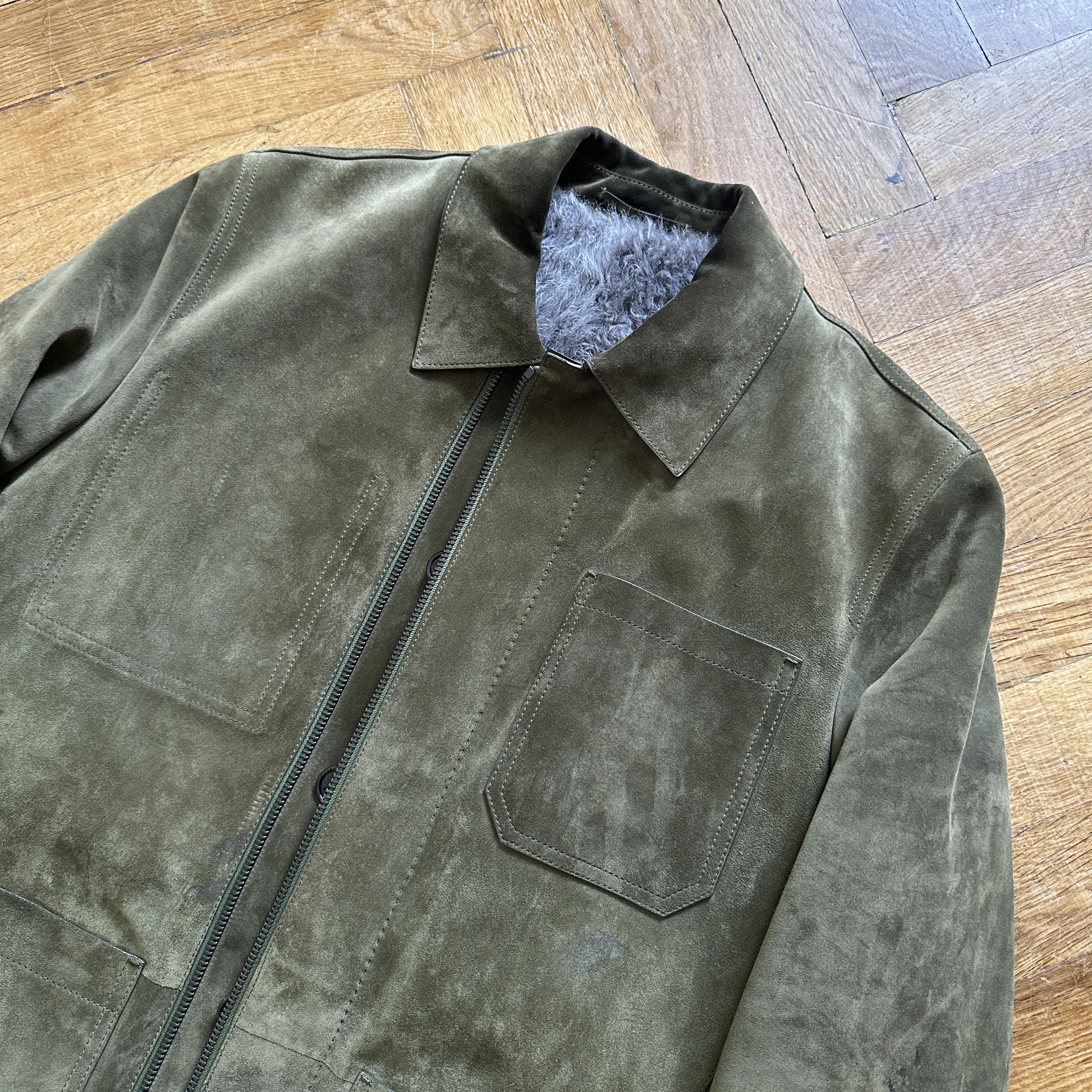 Berluti FW18 Khaki Suede Jacket with Removable Fur Vest Size US S / EU 44-46 / 1 - 5 Thumbnail