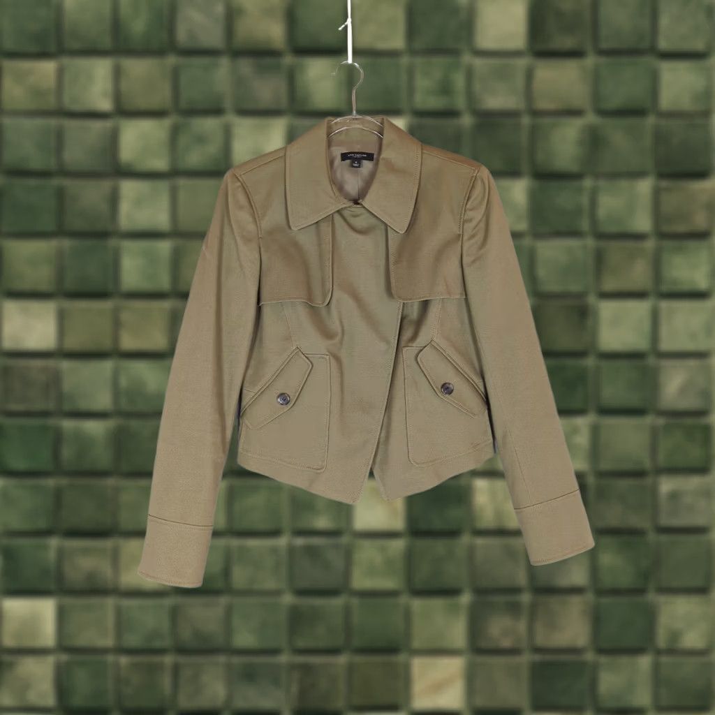 Ann Taylor Ann Taylor Womens Jacket Moto Crop Green Canvas Asymmetrical Zip Modern Jacket, 6, Regular, Green, Women, Jacket Size M / US 6-8 / IT 42-44 - 1 Thumbnail
