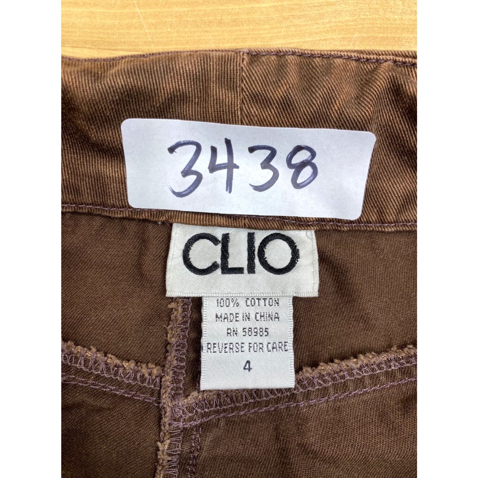 Vintage Clio Pants Dark Brown Size 4 Women Cotton Solid Casual Pants Bra nd Size 27" / US 4 / IT 40 - 3 Thumbnail