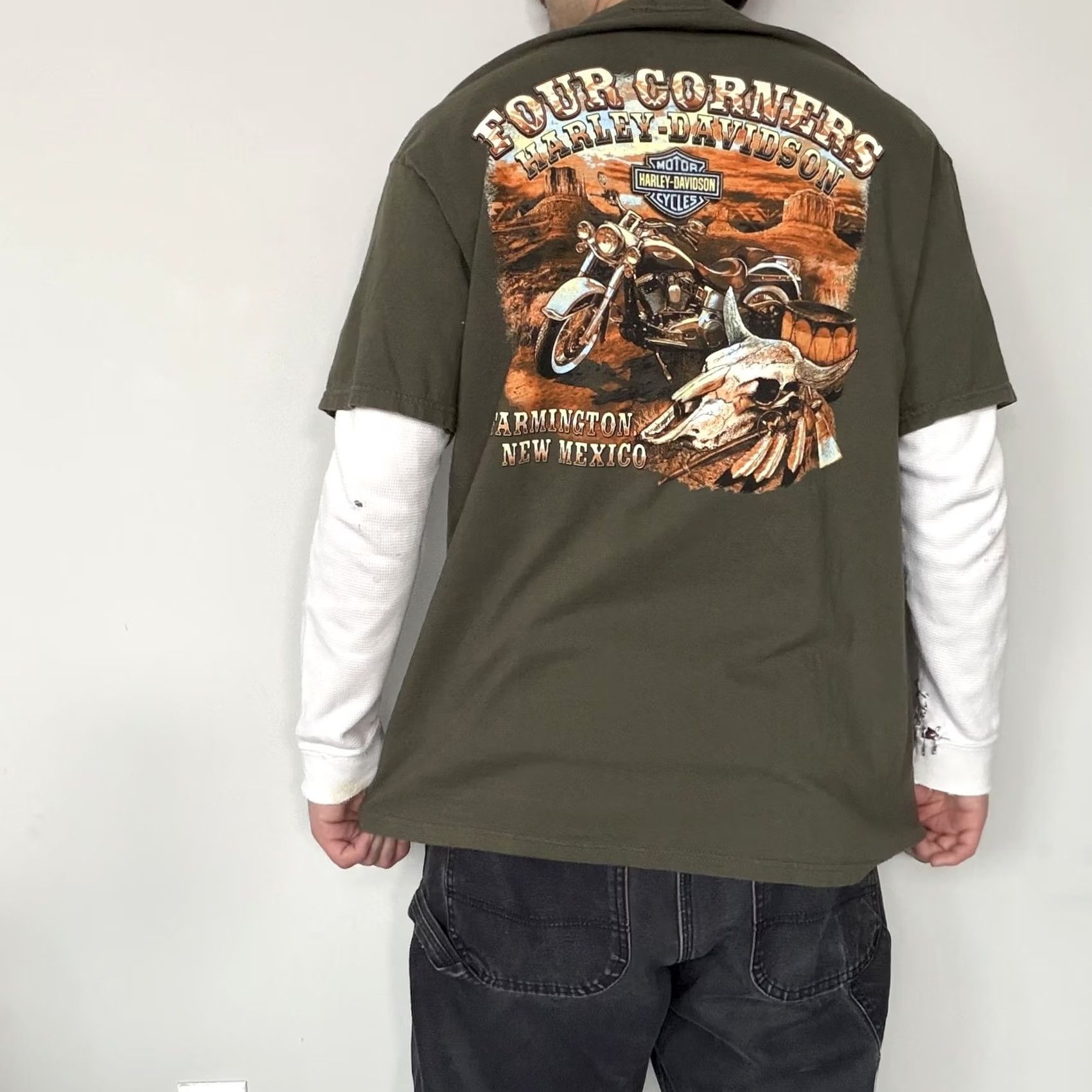 Harley Davidson VINTAGE Harley-Davidson Shirt XL Green Four Corners Farmington NM Graphic Biker Tee Size US XL / EU 56 / 4 - 2 Thumbnail