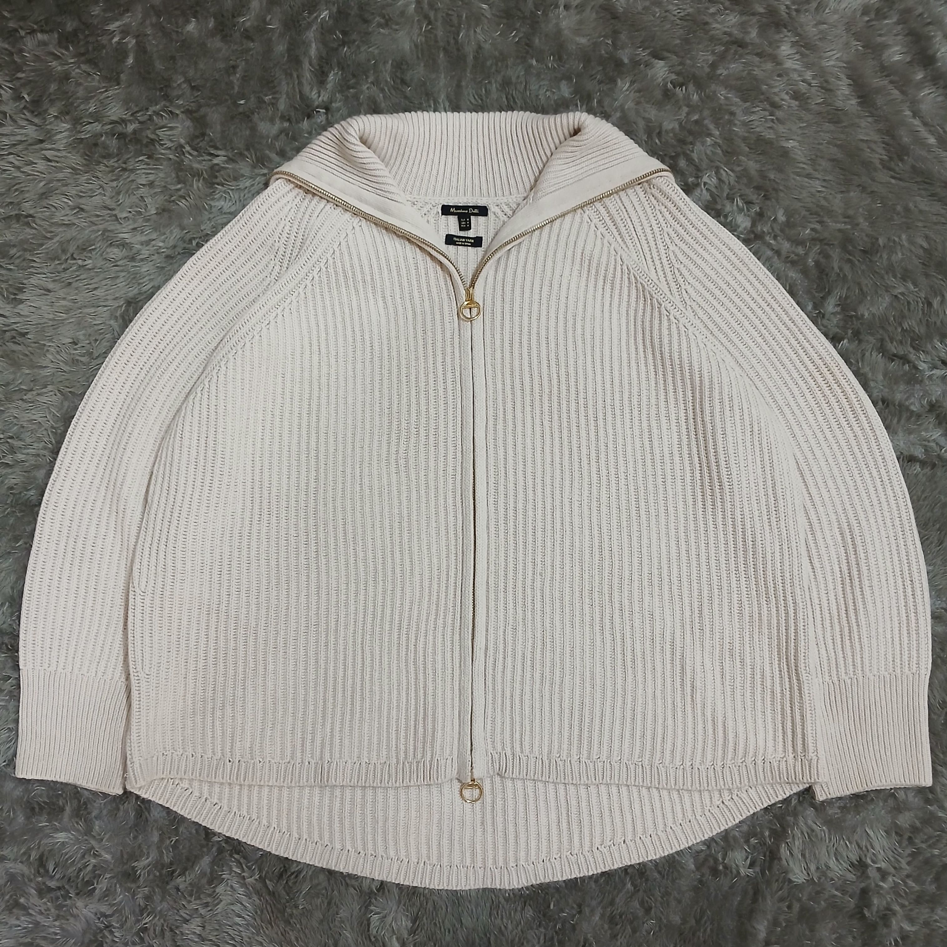 Massimo Dutti Massimo Dutti Double Zipper Knit Cream Sweater Size M / US 6-8 / IT 42-44 - 1 Thumbnail