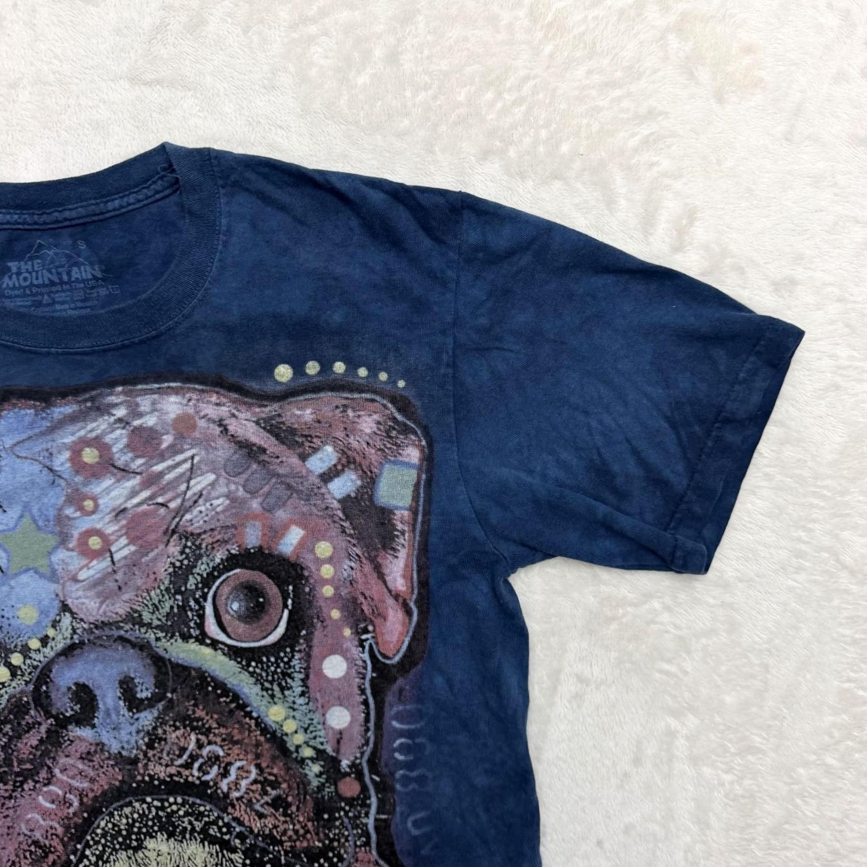 The Mountain The Mountain Pug Shirt Mens Medium Blue Tie Dye Graphic Print Tee Dog Animals Crew Neck Short Sleeve Size US M / EU 48-50 / 2 - 4 Thumbnail