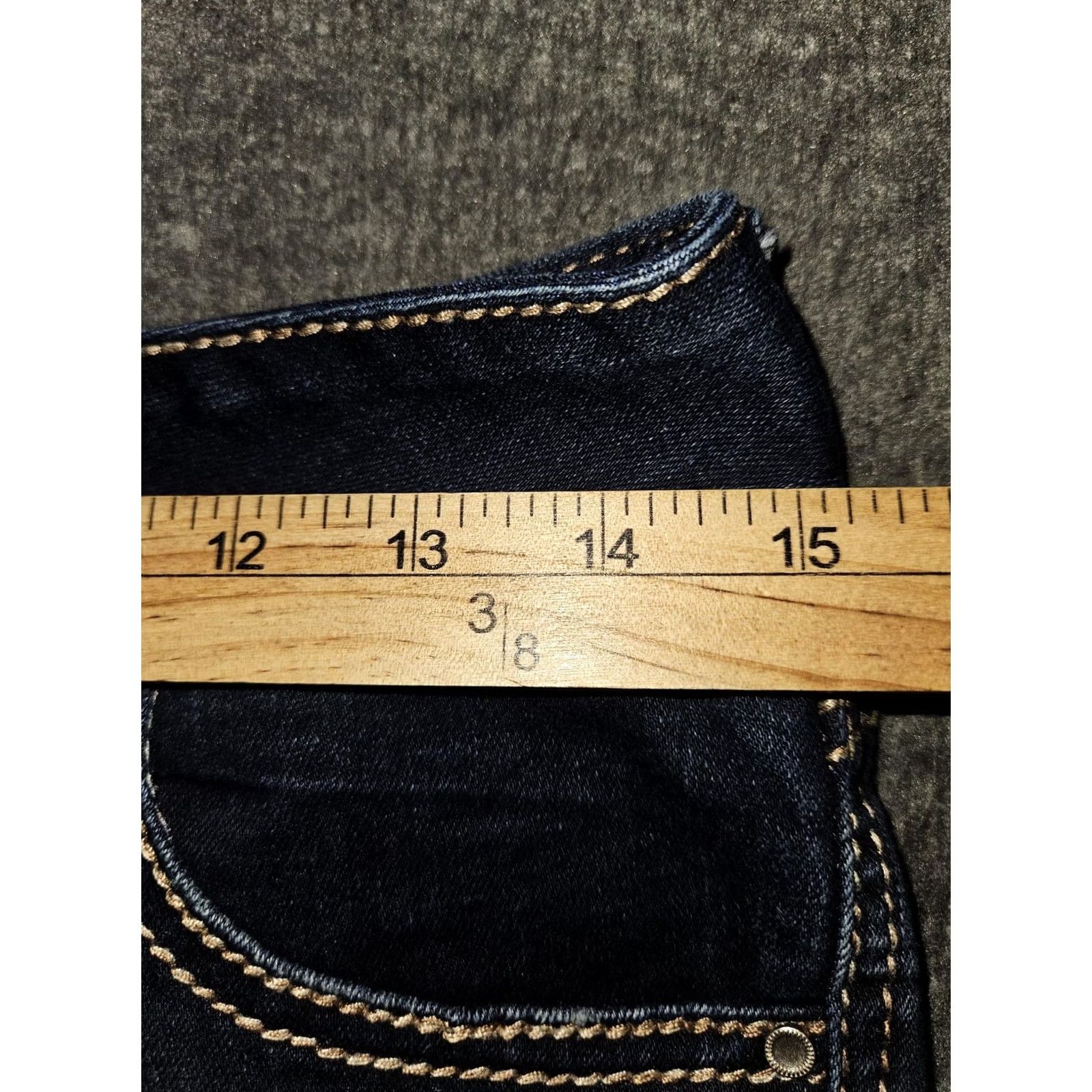 Vintage Amethyst Jeans Juniors 7 Dark Wash Low Rise Bootcut Stretch Rhinestone Pockets Jeans Women's/Teens Size 28" / US 6 / IT 42 - 4 Thumbnail