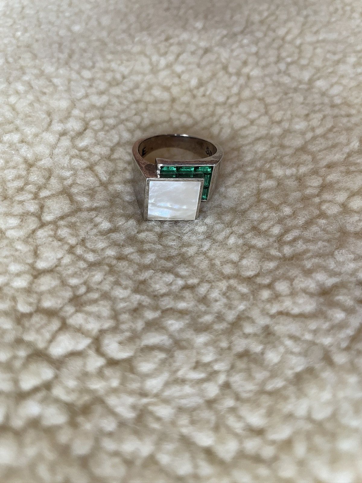 Other MAPLE - MOTHER OF PEARL x GREEN TOPAZ - 925 SILVER RING Size ONE SIZE - 8 Thumbnail