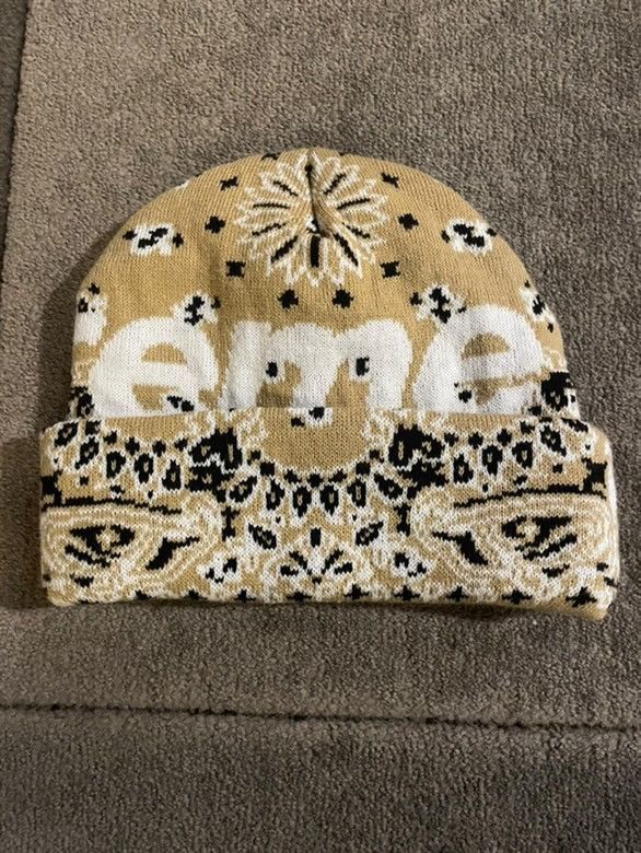 Beige bandana beanie