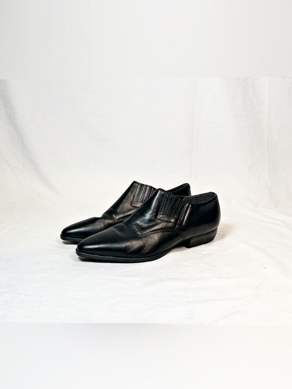Other Vintage Wild Pair Black Leather Western Booties Ankle Boots Size US 7.5 / IT 37.5 - 1 Thumbnail