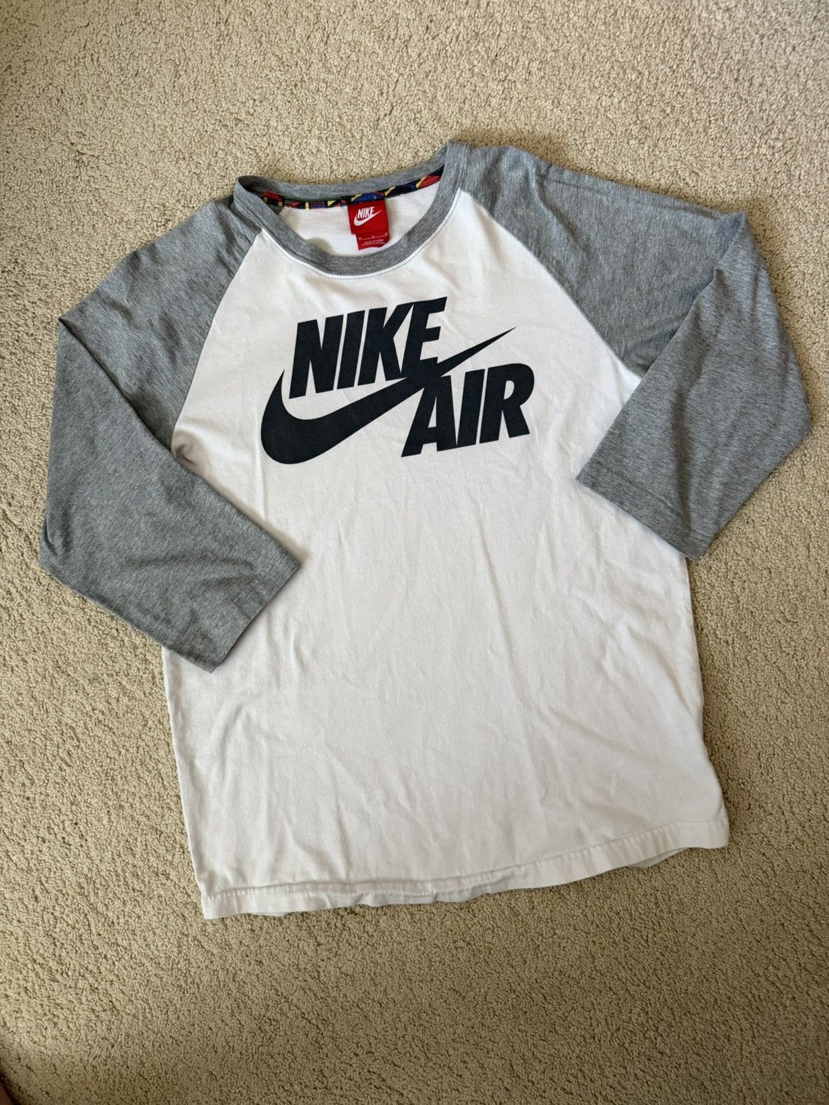 Nike × Vintage Men's Nike Air 3/4 Sleeve Grey White Shirt Lebron Wore Size US M / EU 48-50 / 2 - 1 Thumbnail